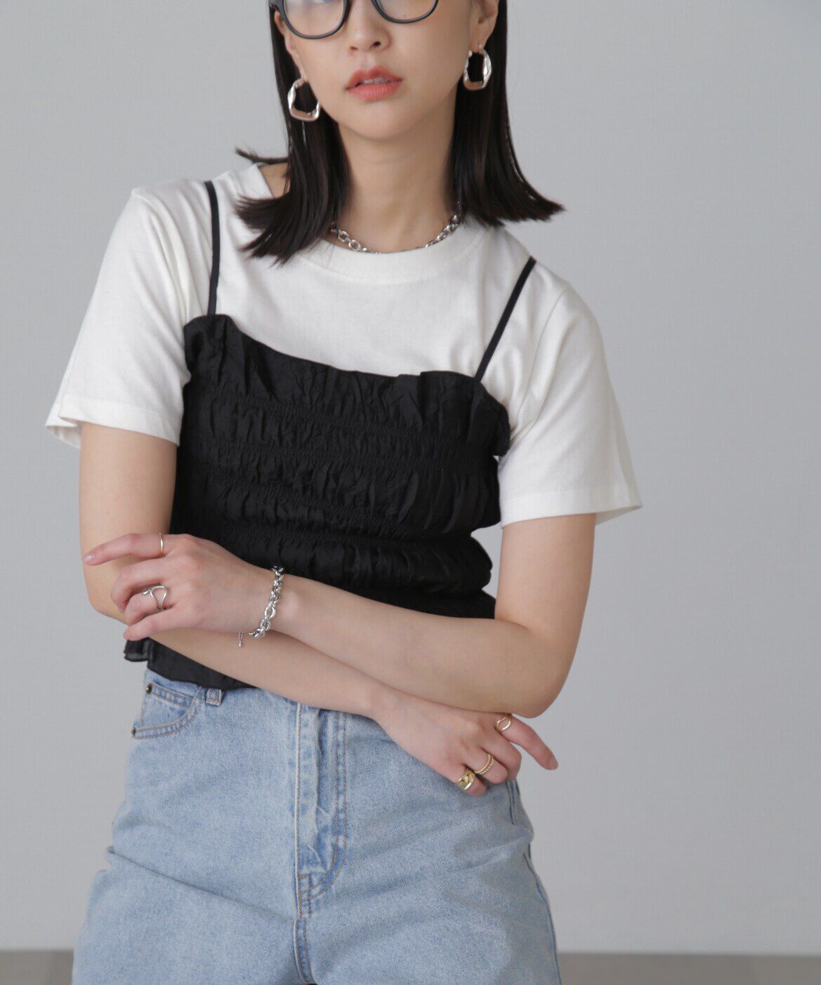  「ギャザーシャーリングビスチェ」|シャツ・ブラウス|