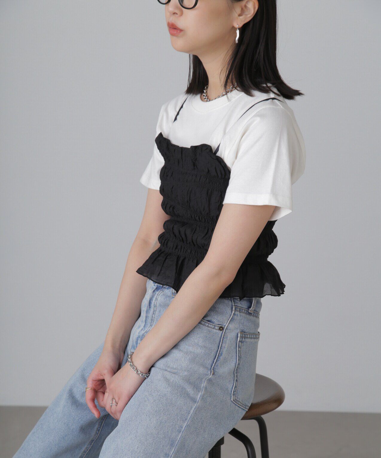  「ギャザーシャーリングビスチェ」|シャツ・ブラウス|