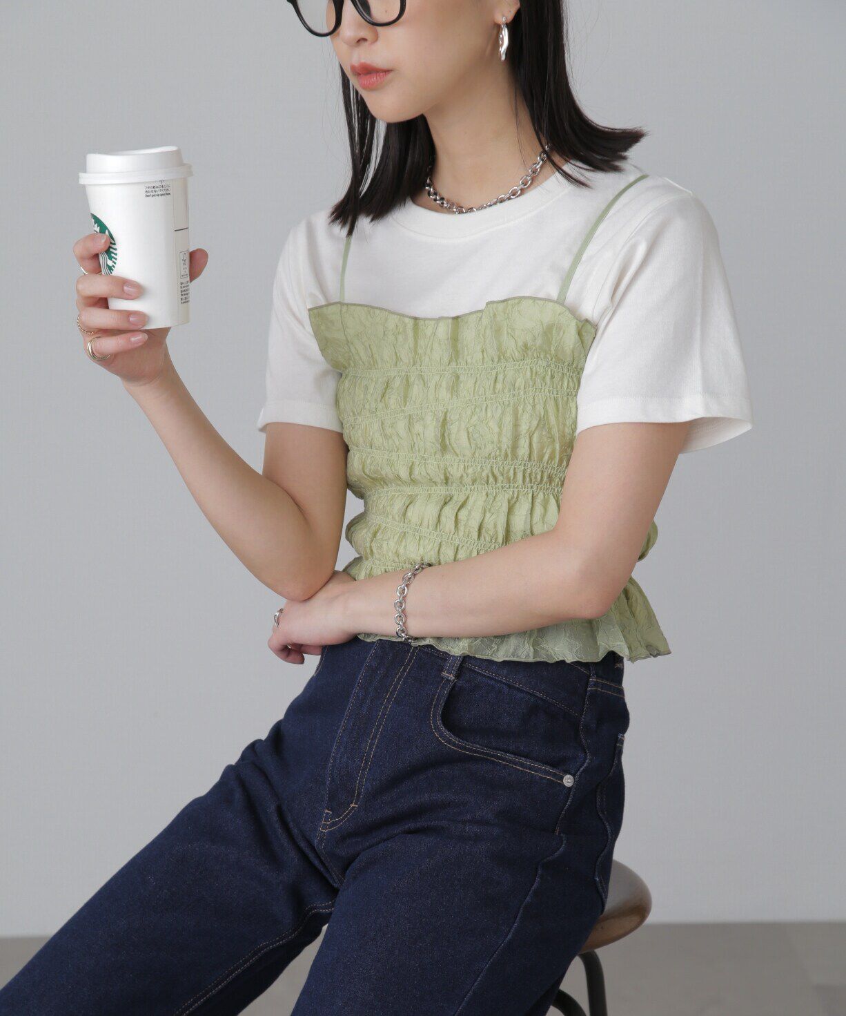  「ギャザーシャーリングビスチェ」|シャツ・ブラウス|