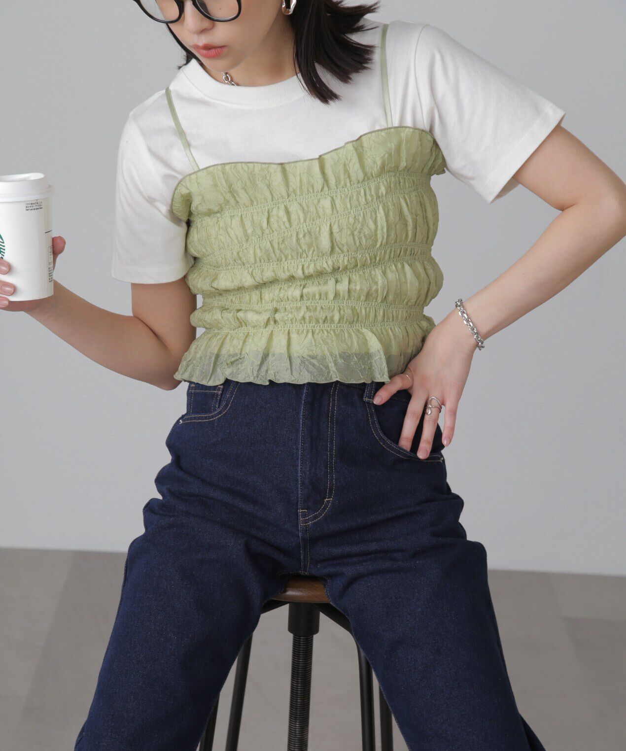  「ギャザーシャーリングビスチェ」|シャツ・ブラウス|