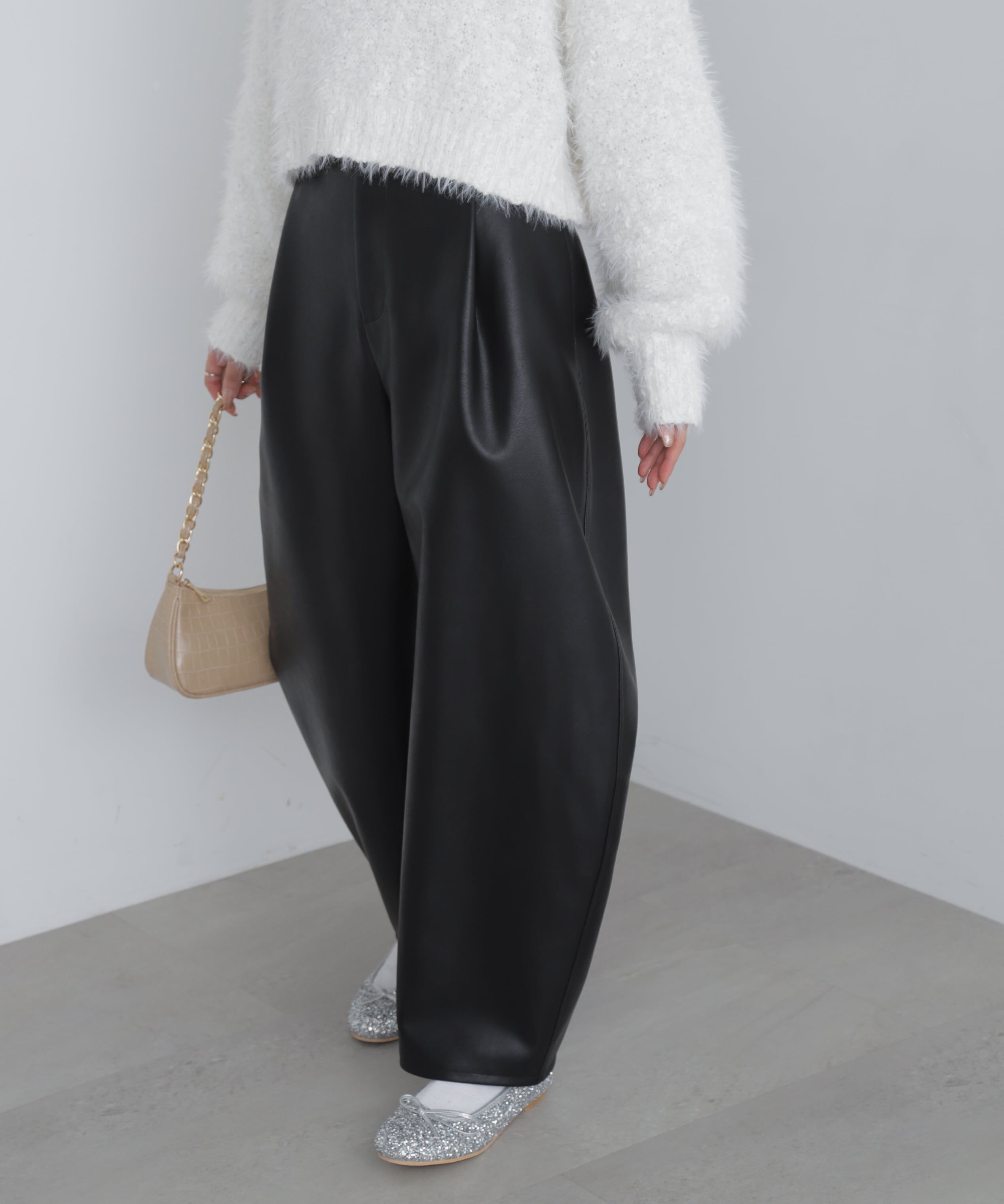  「合皮タックカーヴィーパンツ」|その他|