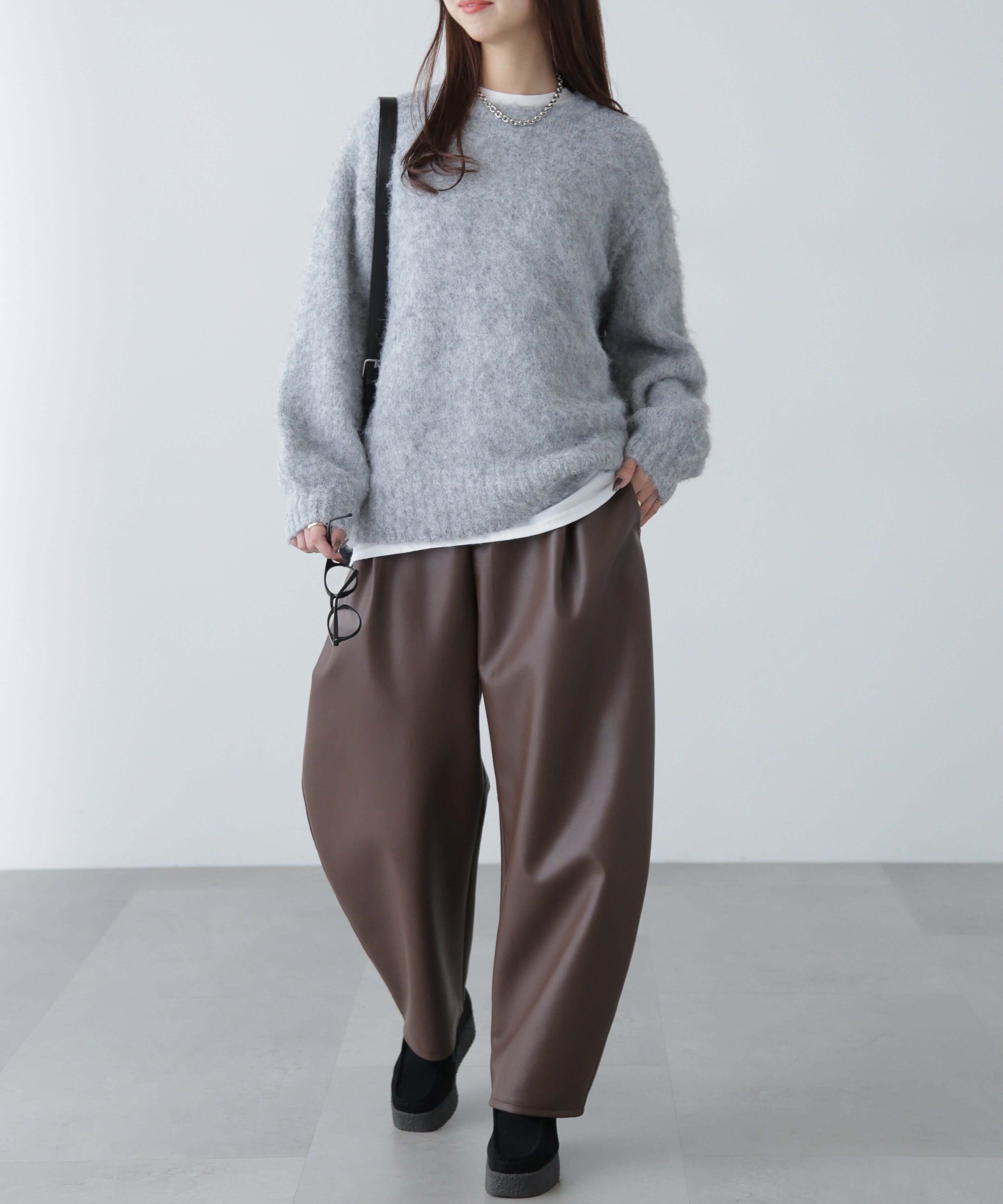  「合皮タックカーヴィーパンツ」|その他|