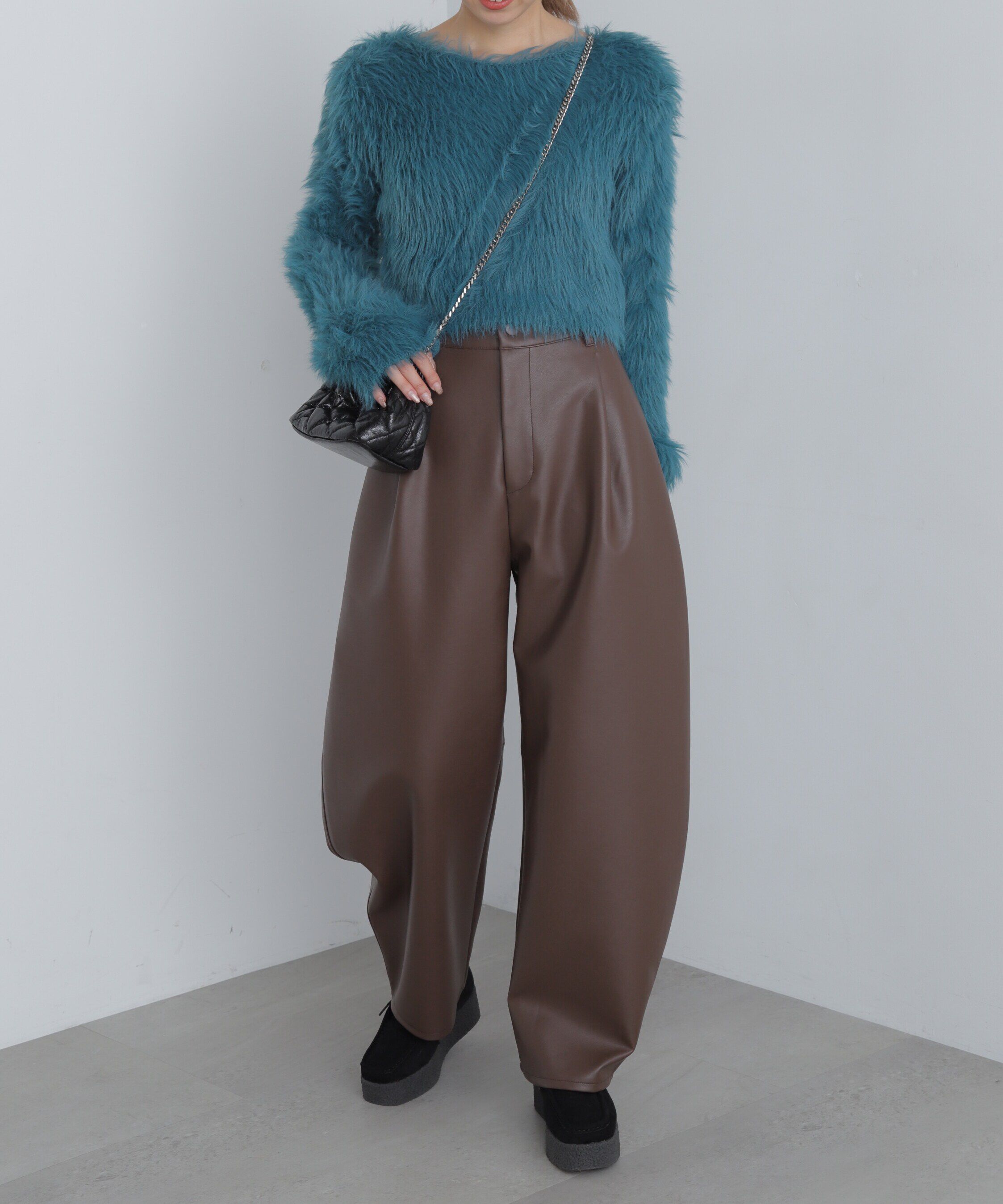  「合皮タックカーヴィーパンツ」|その他|