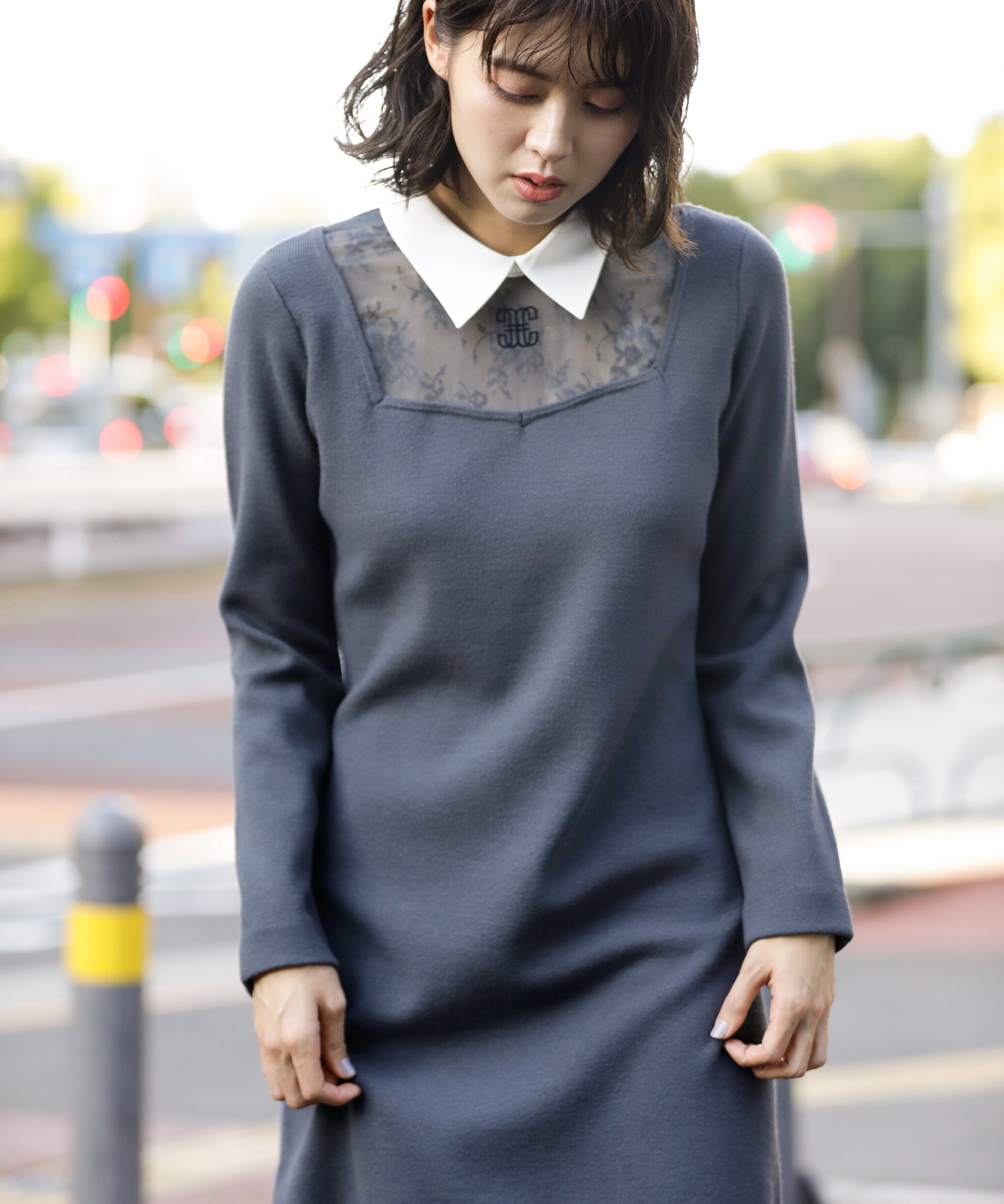  「エリツキミニワンピース」|ワンピース|チャコールグ 1