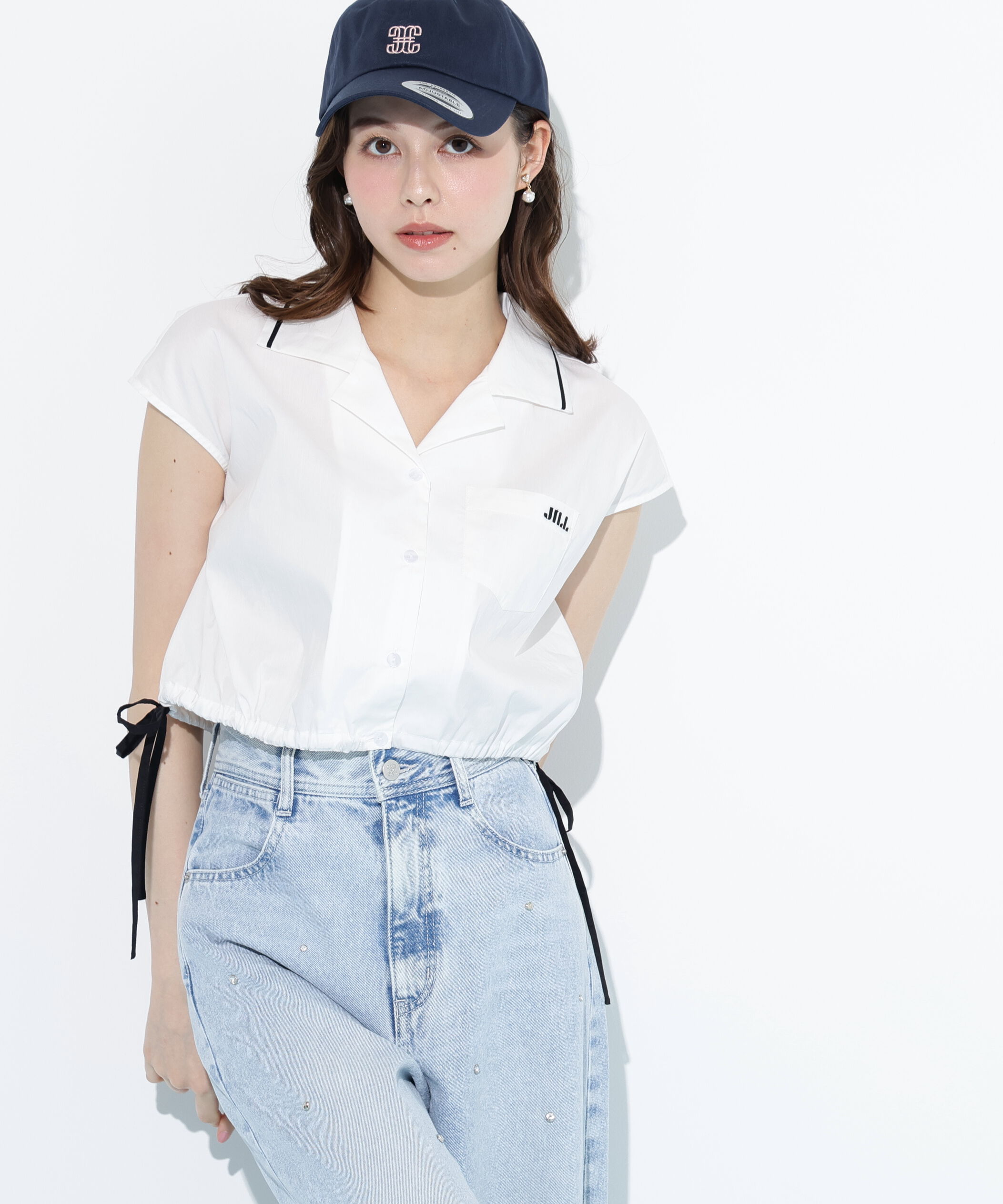  「ウエストリボン開襟シャツ」|シャツ・ブラウス|