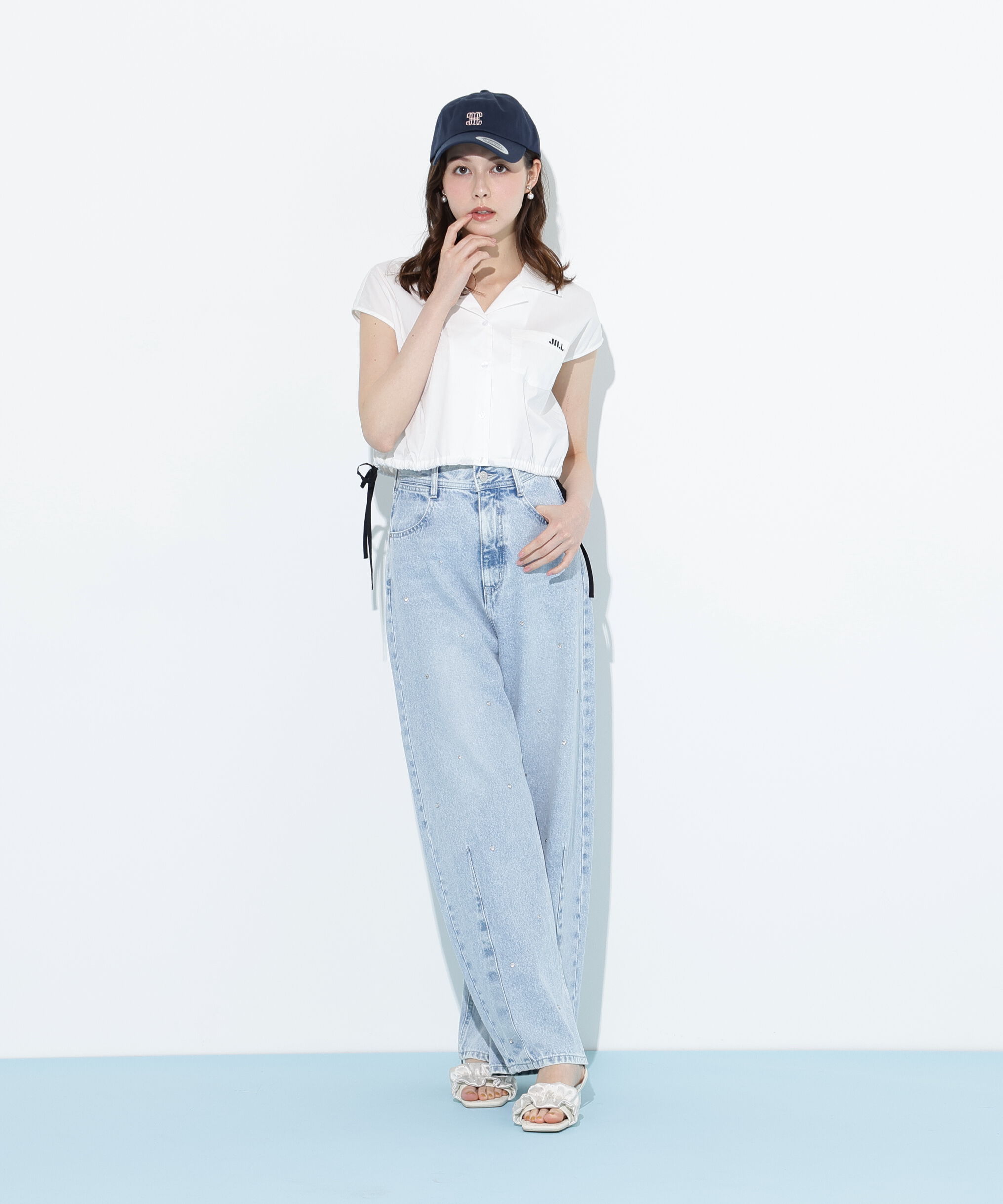  「ウエストリボン開襟シャツ」|シャツ・ブラウス|