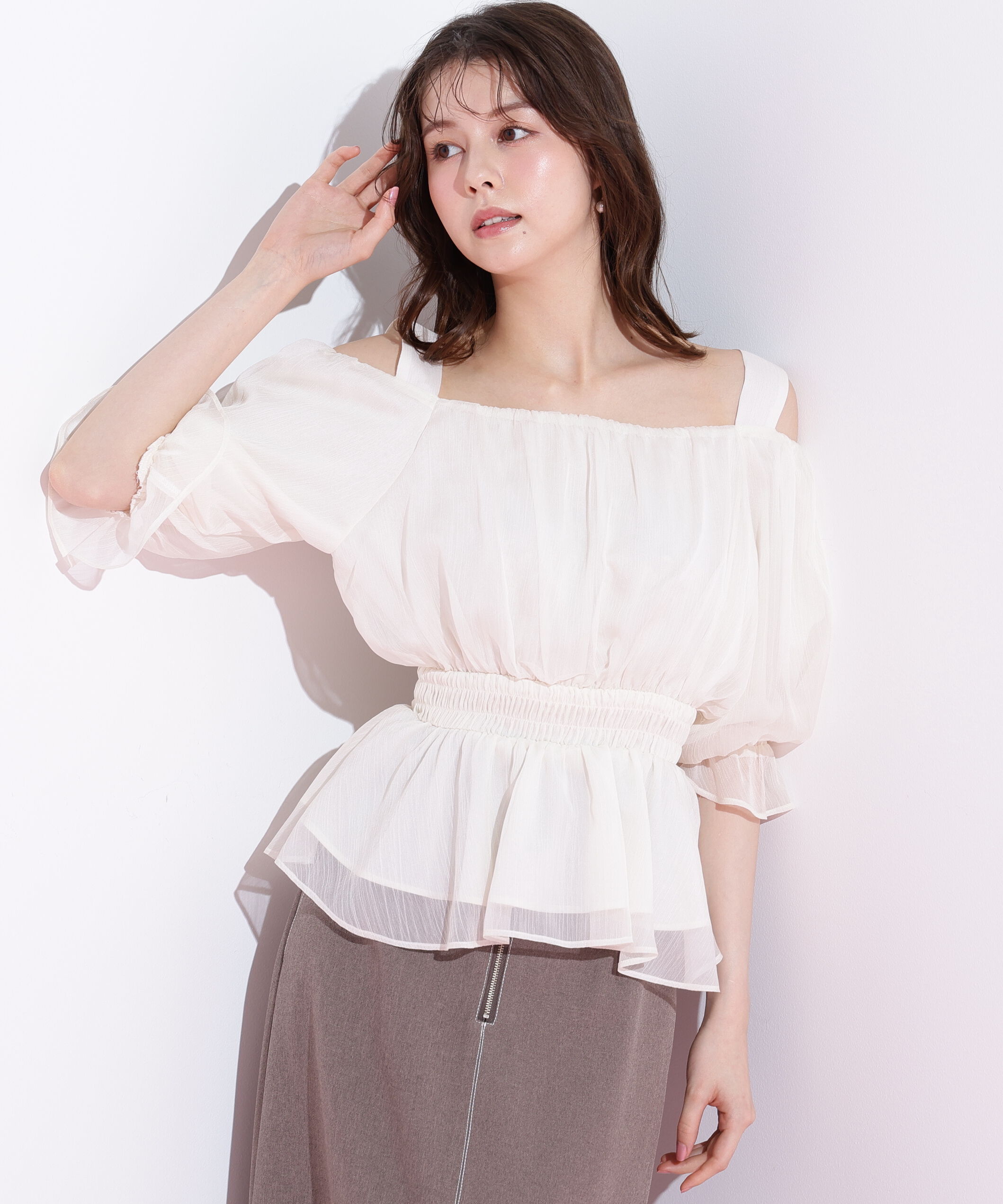  「楊柳オフショルパフブラウス」|シャツ・ブラウス|