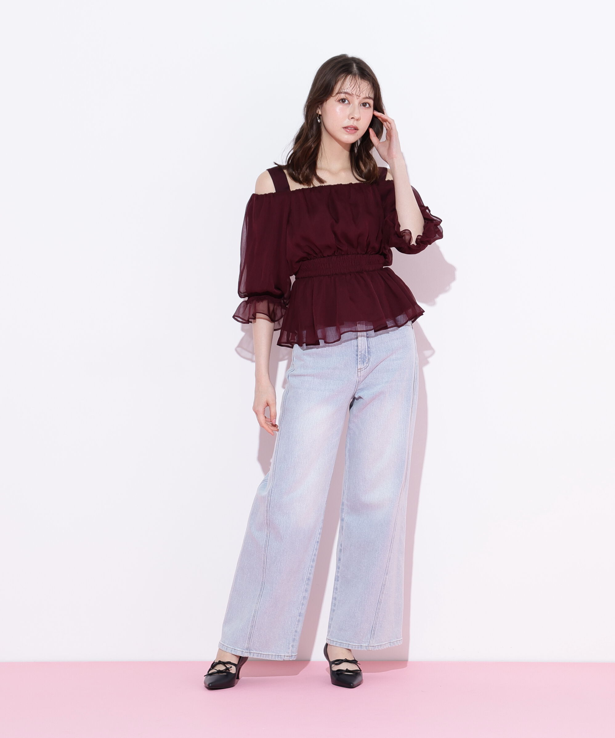  「楊柳オフショルパフブラウス」|シャツ・ブラウス|