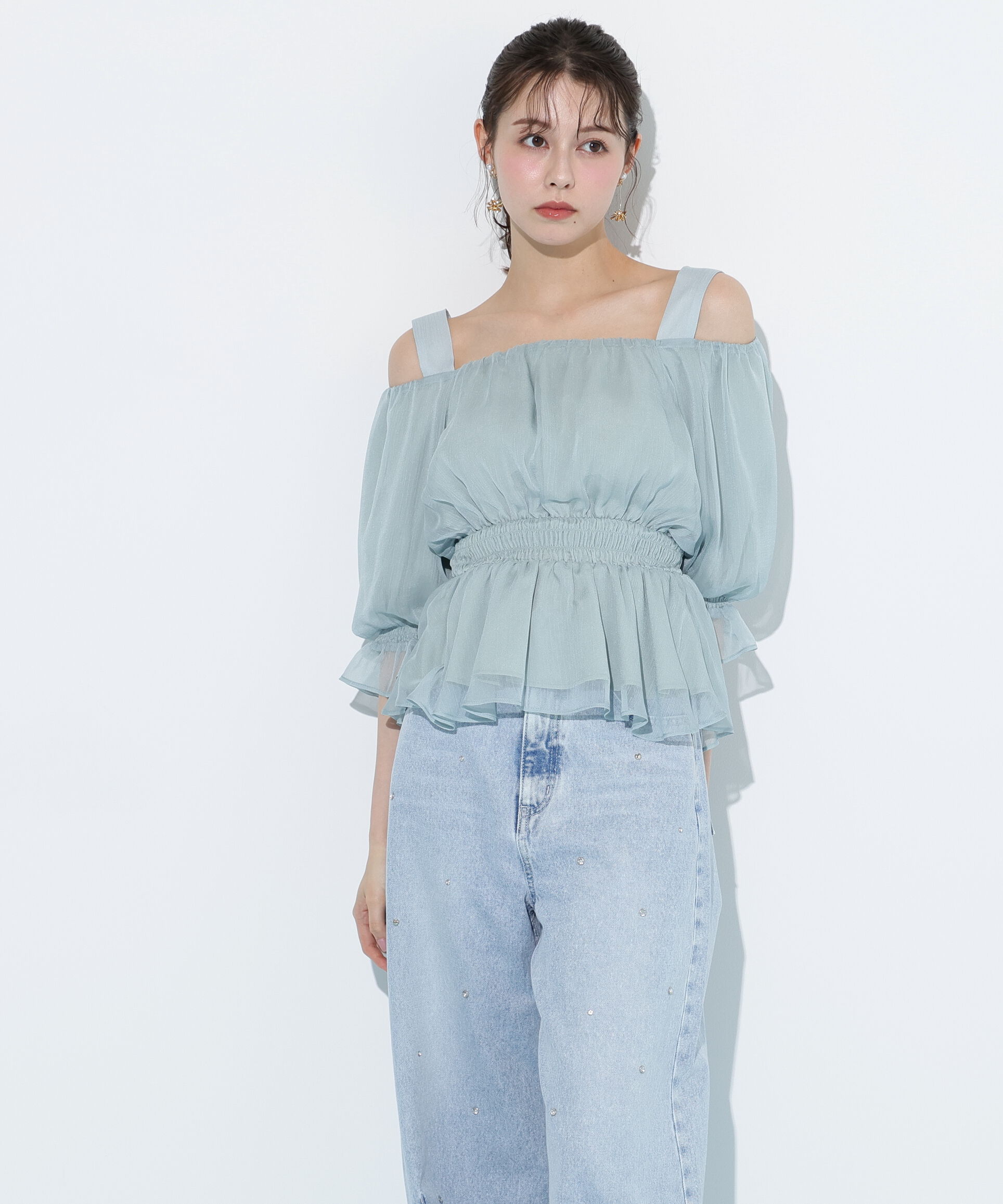  「楊柳オフショルパフブラウス」|シャツ・ブラウス|