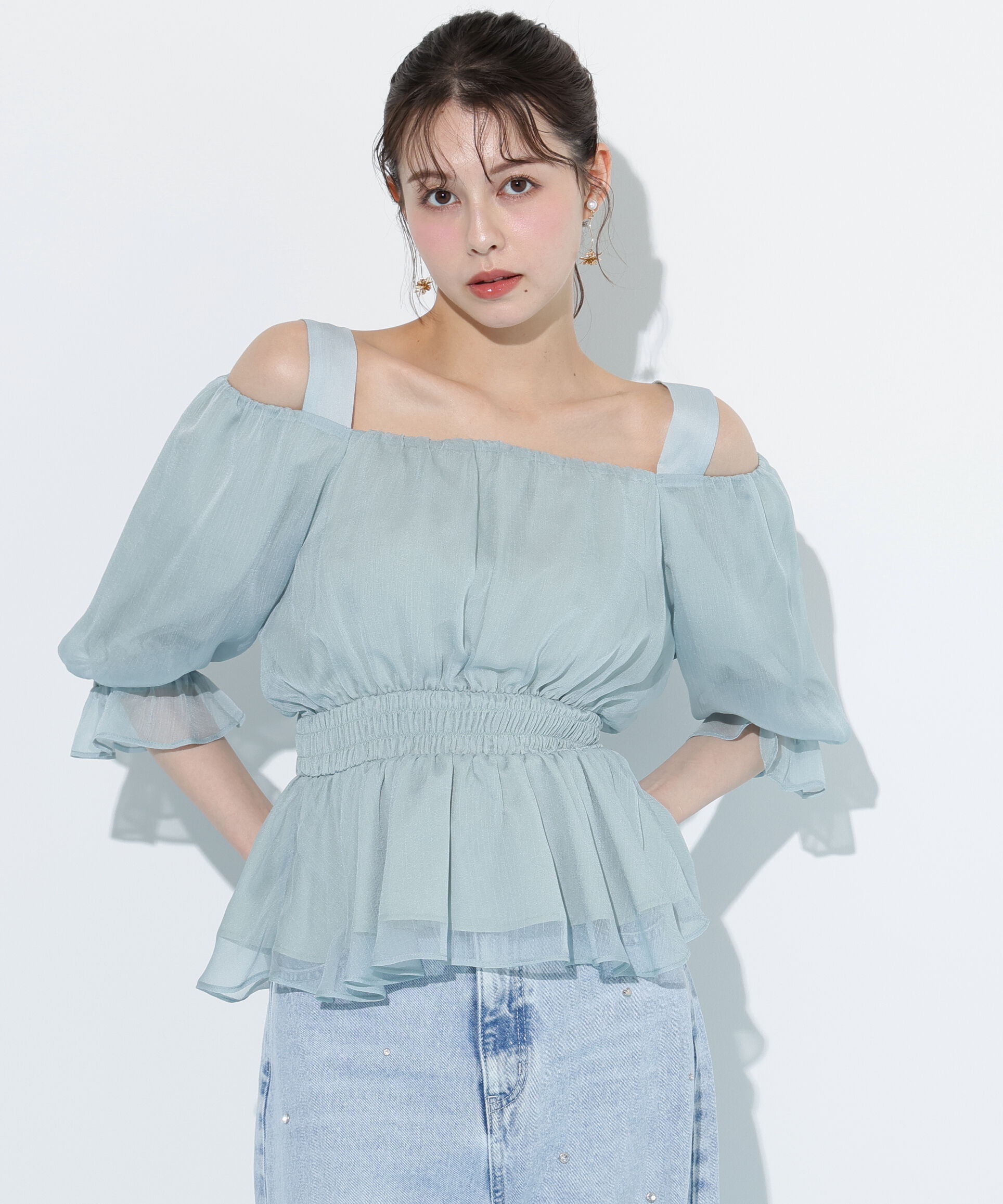  「楊柳オフショルパフブラウス」|シャツ・ブラウス|