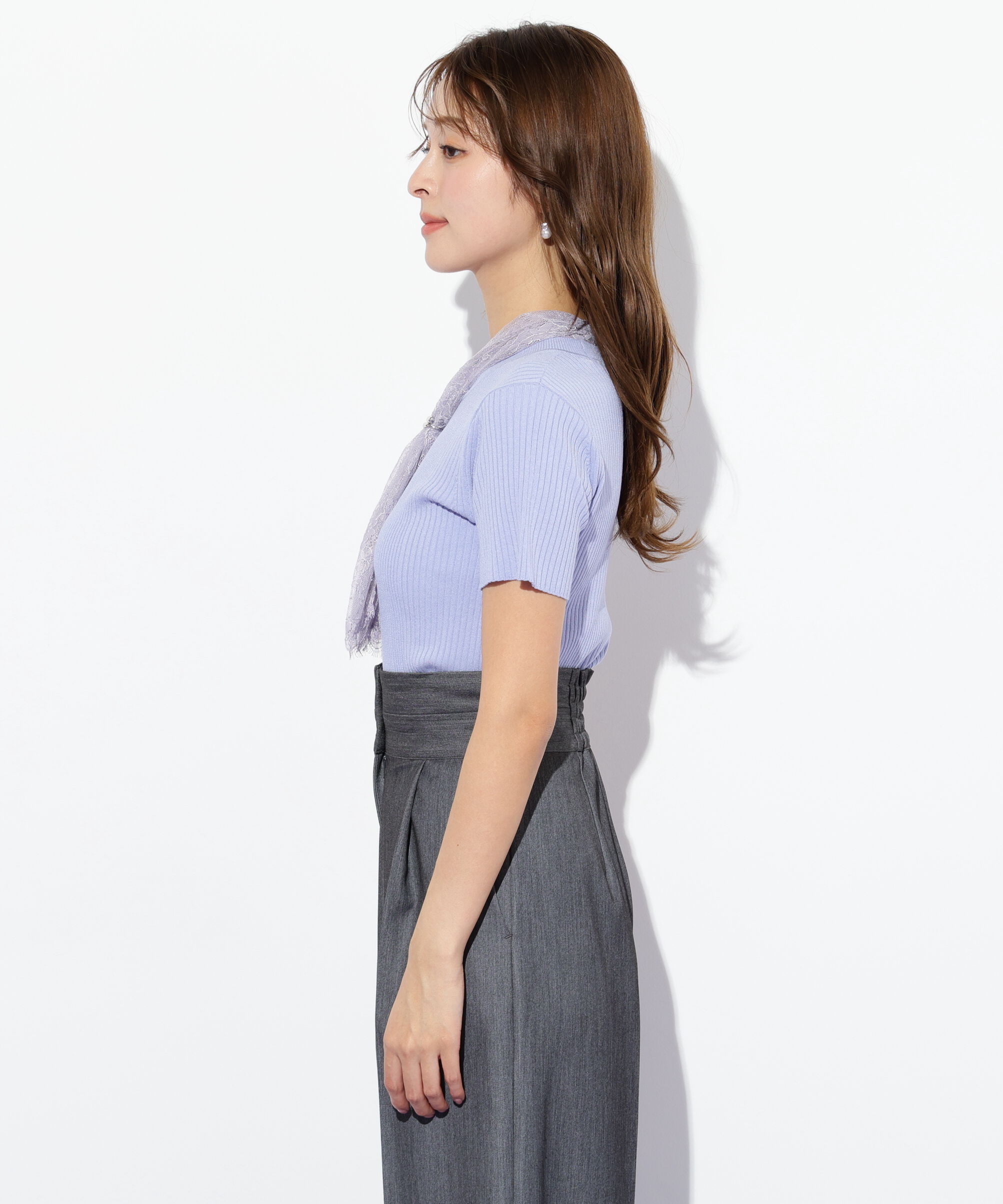  「レーススカーフ付ニットトップス」|ニット・セーター|