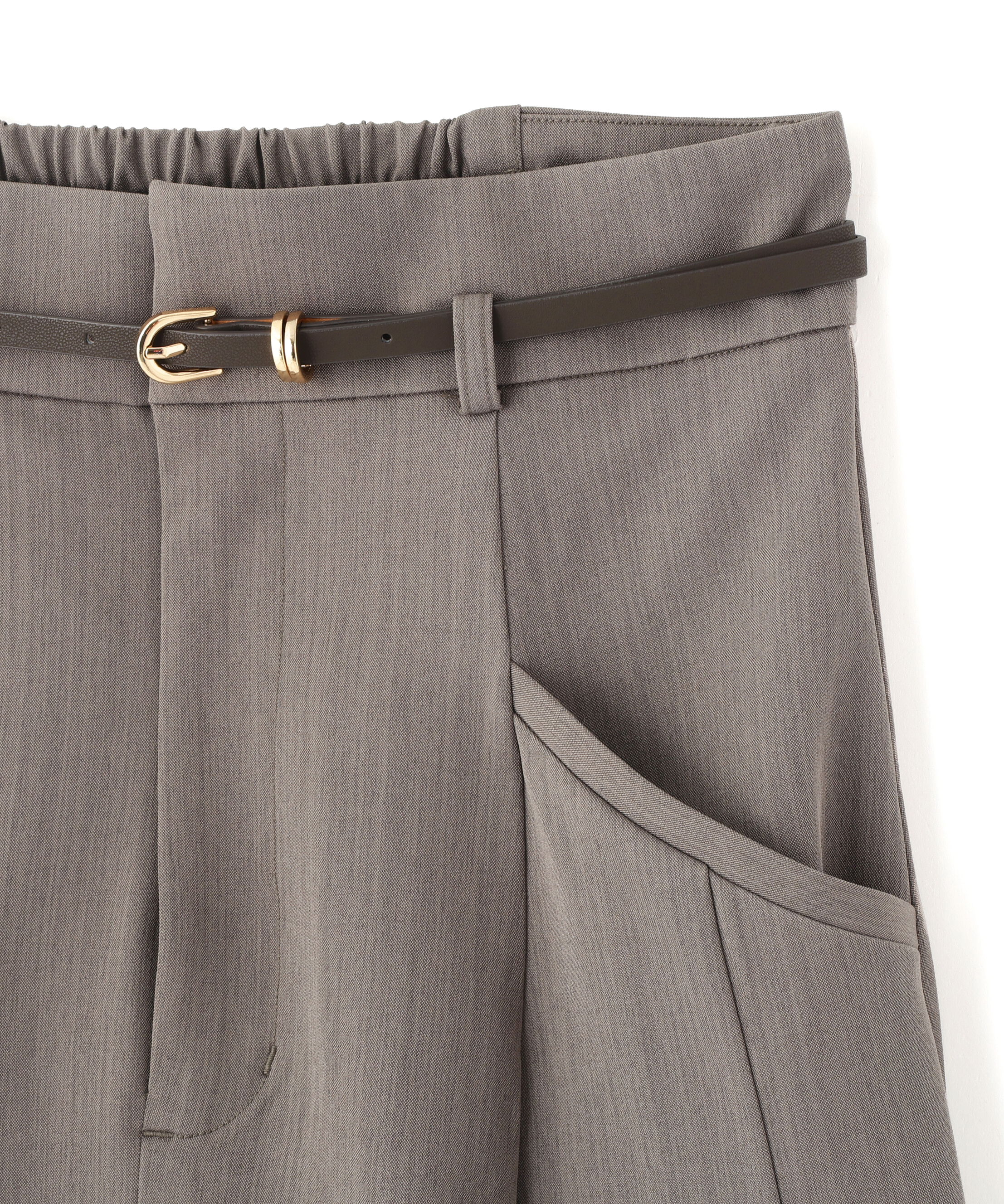  「ベルト付タックフレアスカート」|スカート|