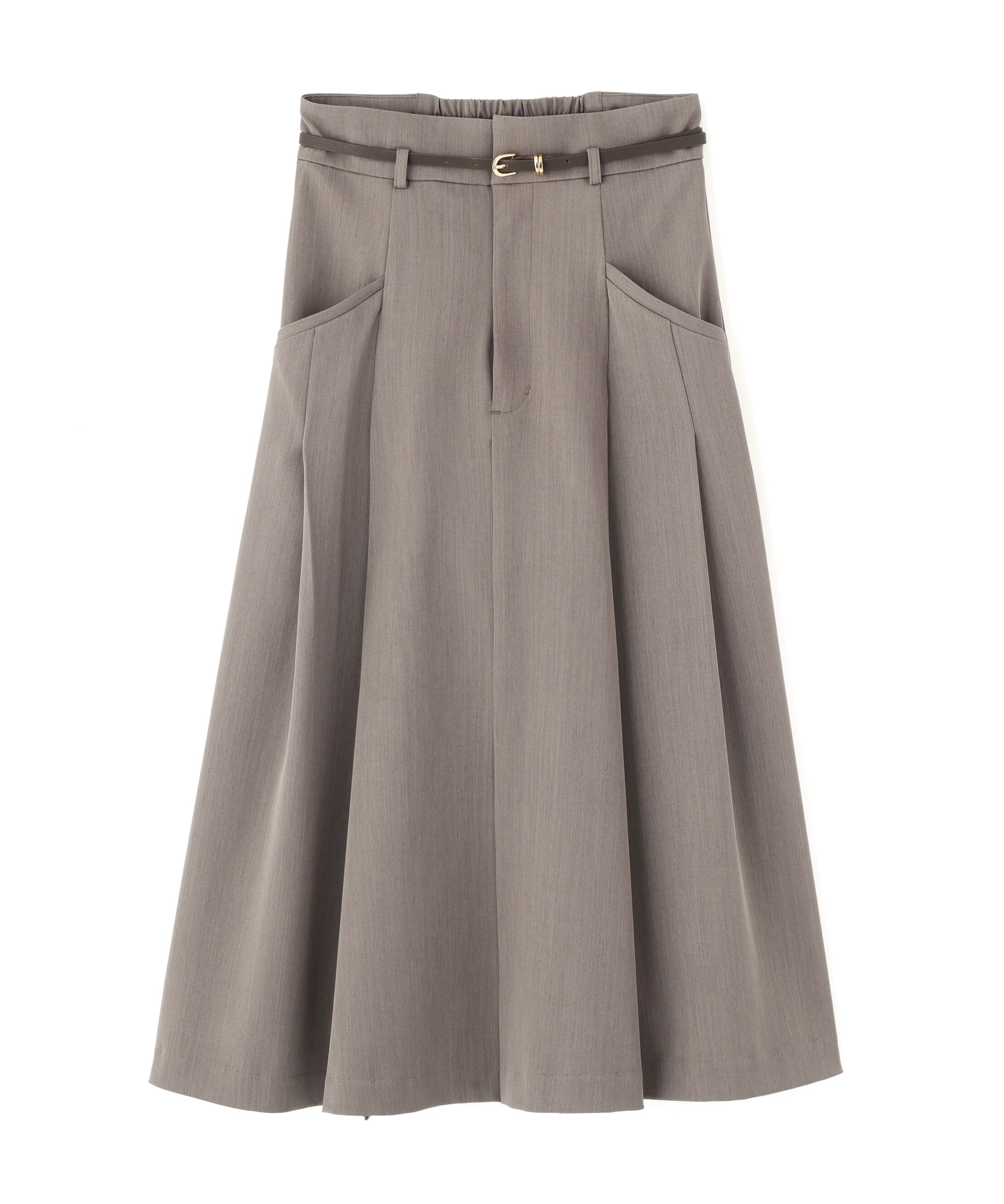  「ベルト付タックフレアスカート」|スカート|