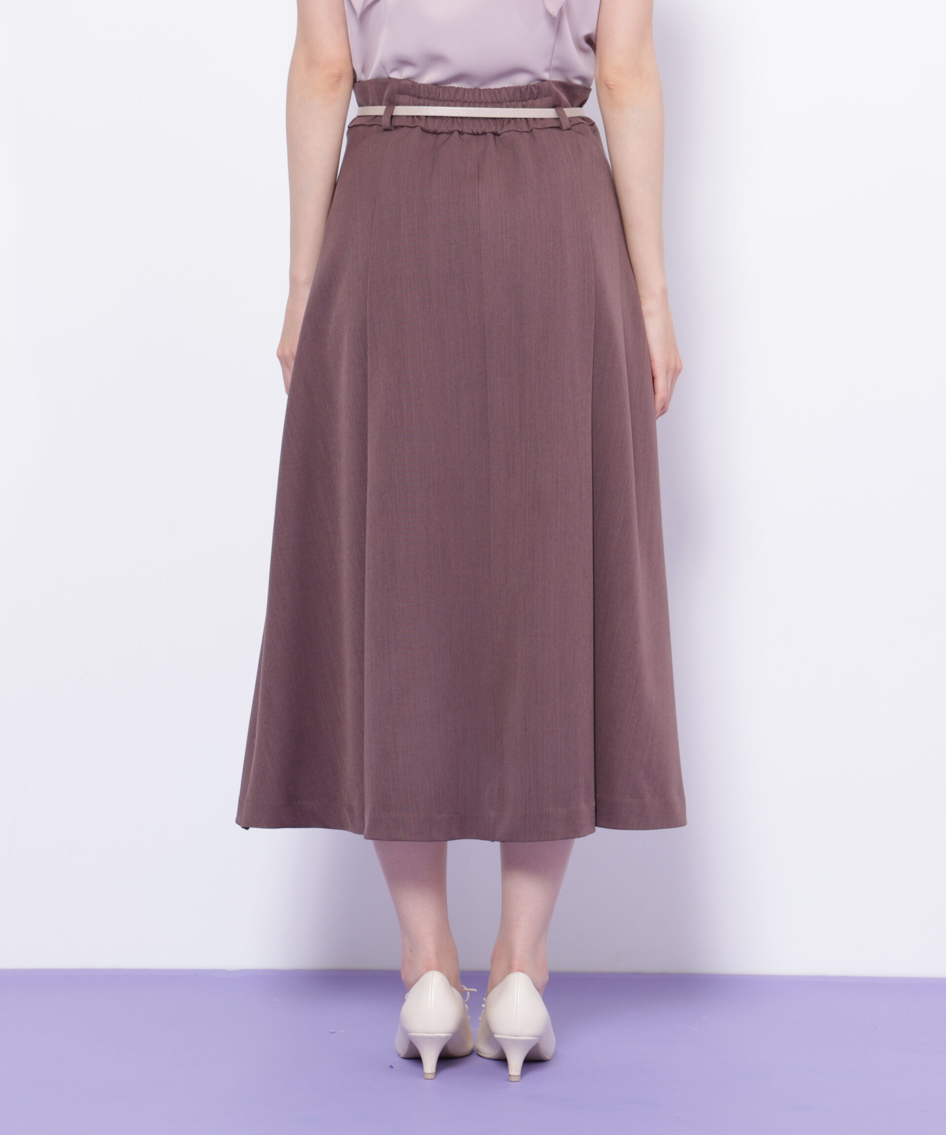  「ベルト付タックフレアスカート」|スカート|