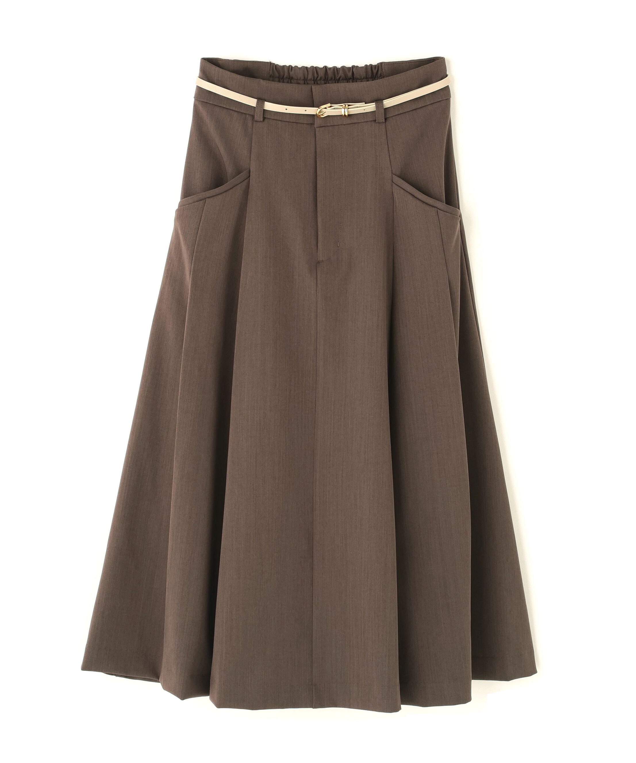  「ベルト付タックフレアスカート」|スカート|