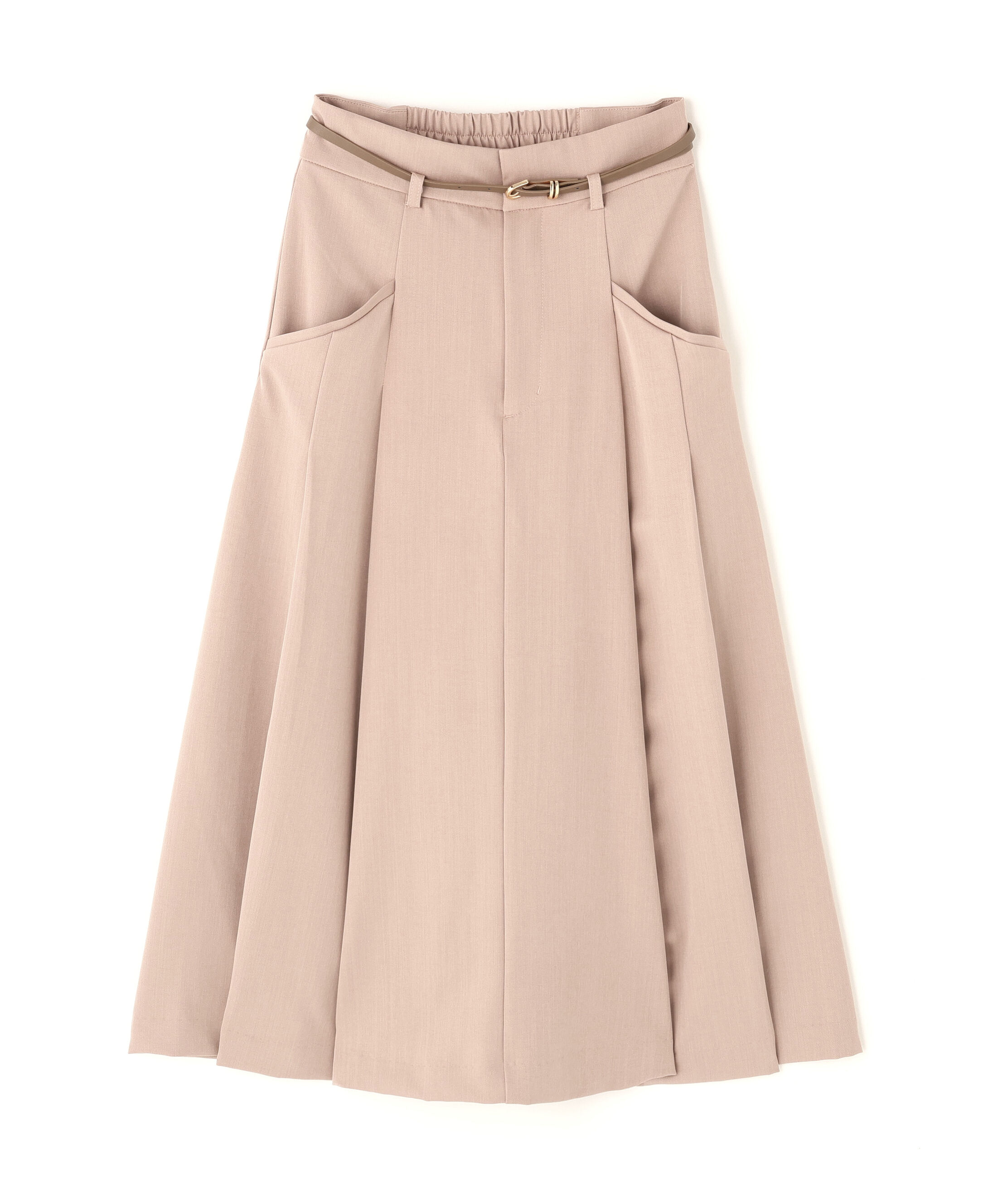  「ベルト付タックフレアスカート」|スカート|