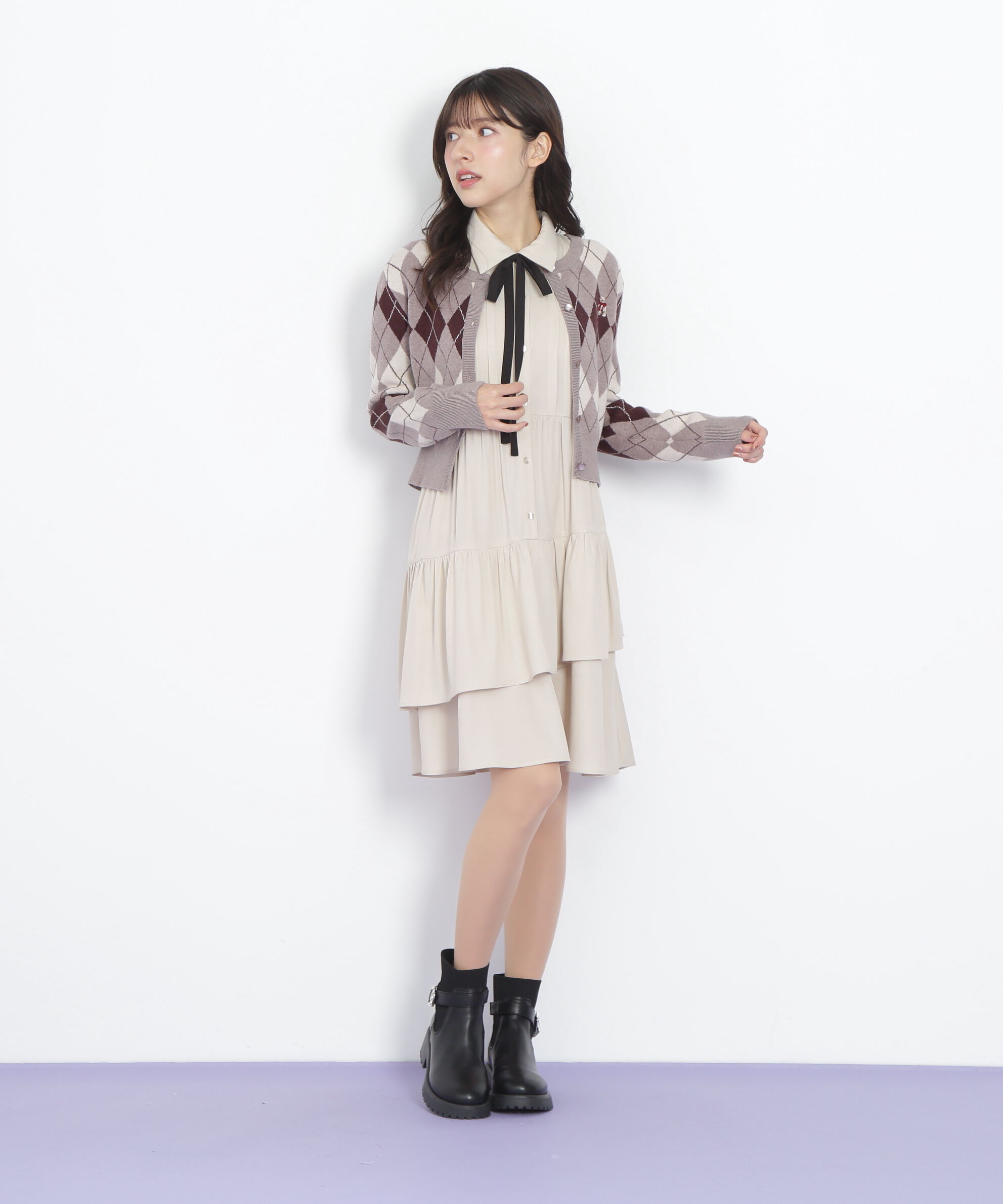  「ティアードミニシャツワンピース」|ワンピース|