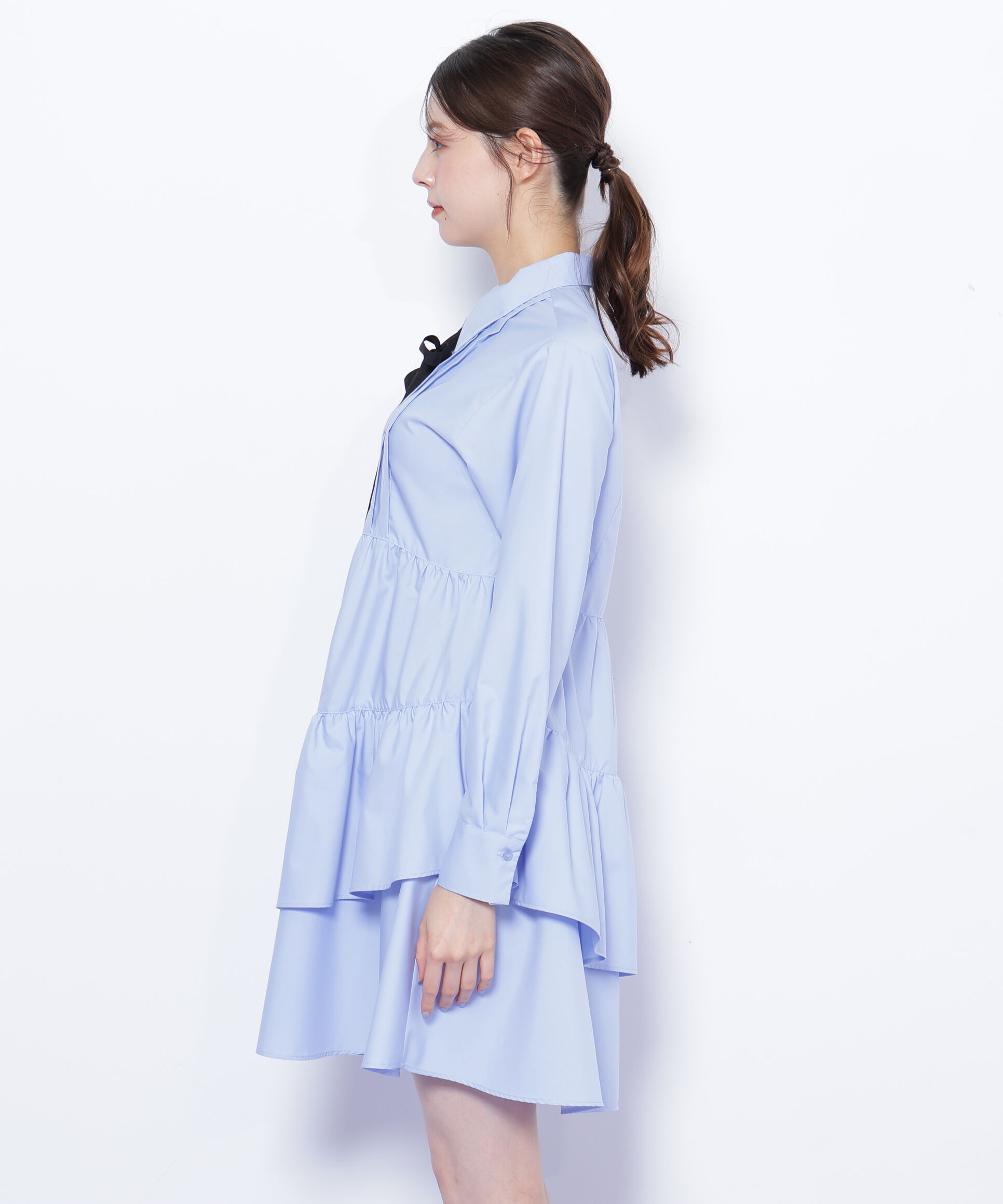  「ティアードミニシャツワンピース」|ワンピース|