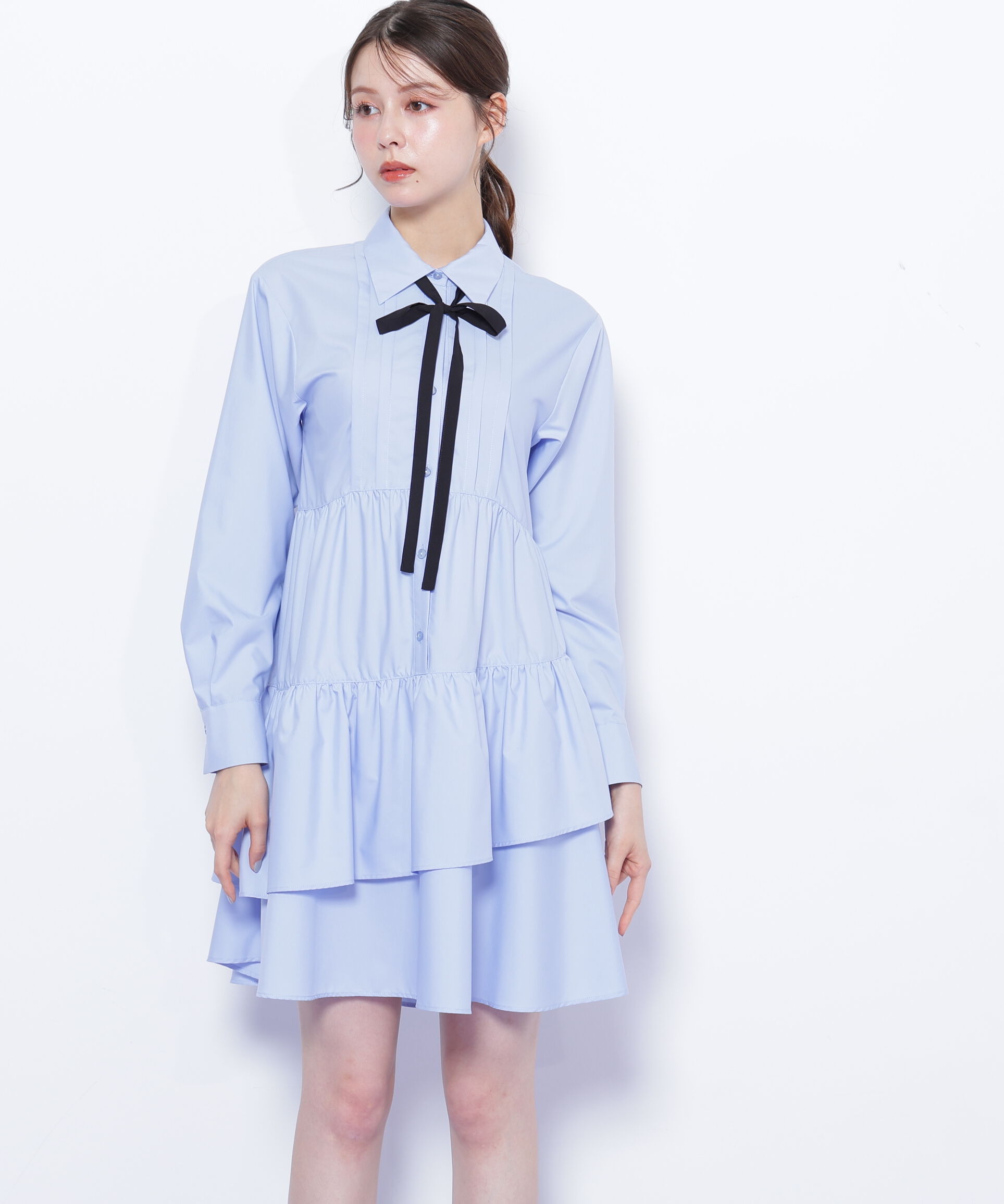  「ティアードミニシャツワンピース」|ワンピース|