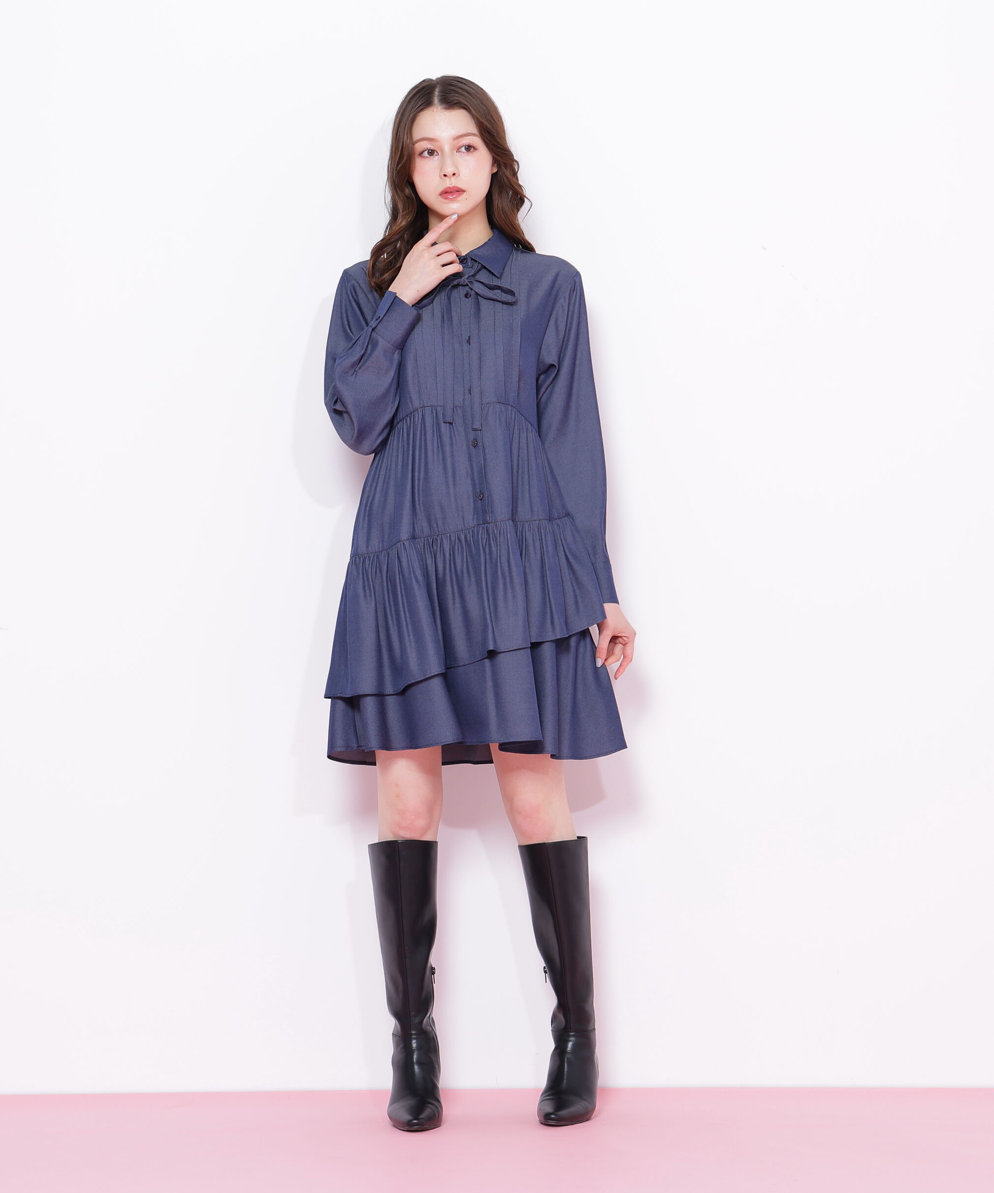  「ティアードミニシャツワンピース」|ワンピース|