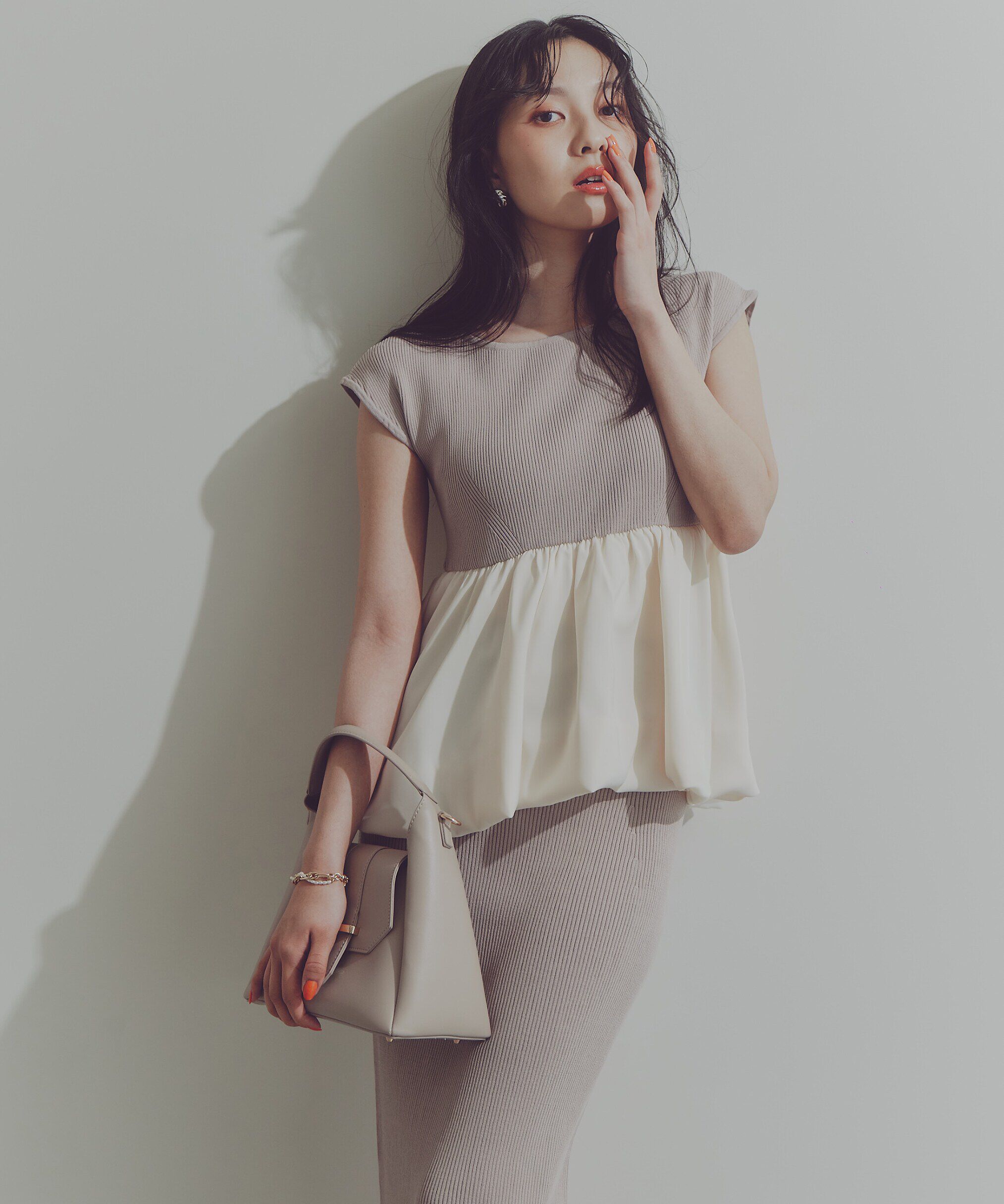 PROPORTION BODY DRESSING「バルーンペプラムニットSET UP　WEB限定カラー：ネイビー」|ワンピース|