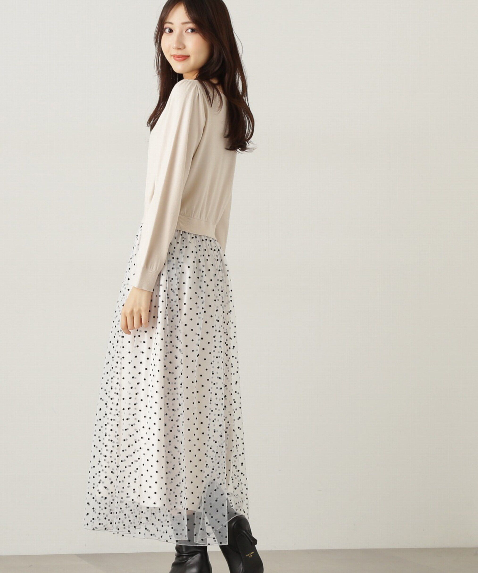 PROPORTION BODY DRESSING「チュールドットドッキングワンピース24AW」|ワンピース|