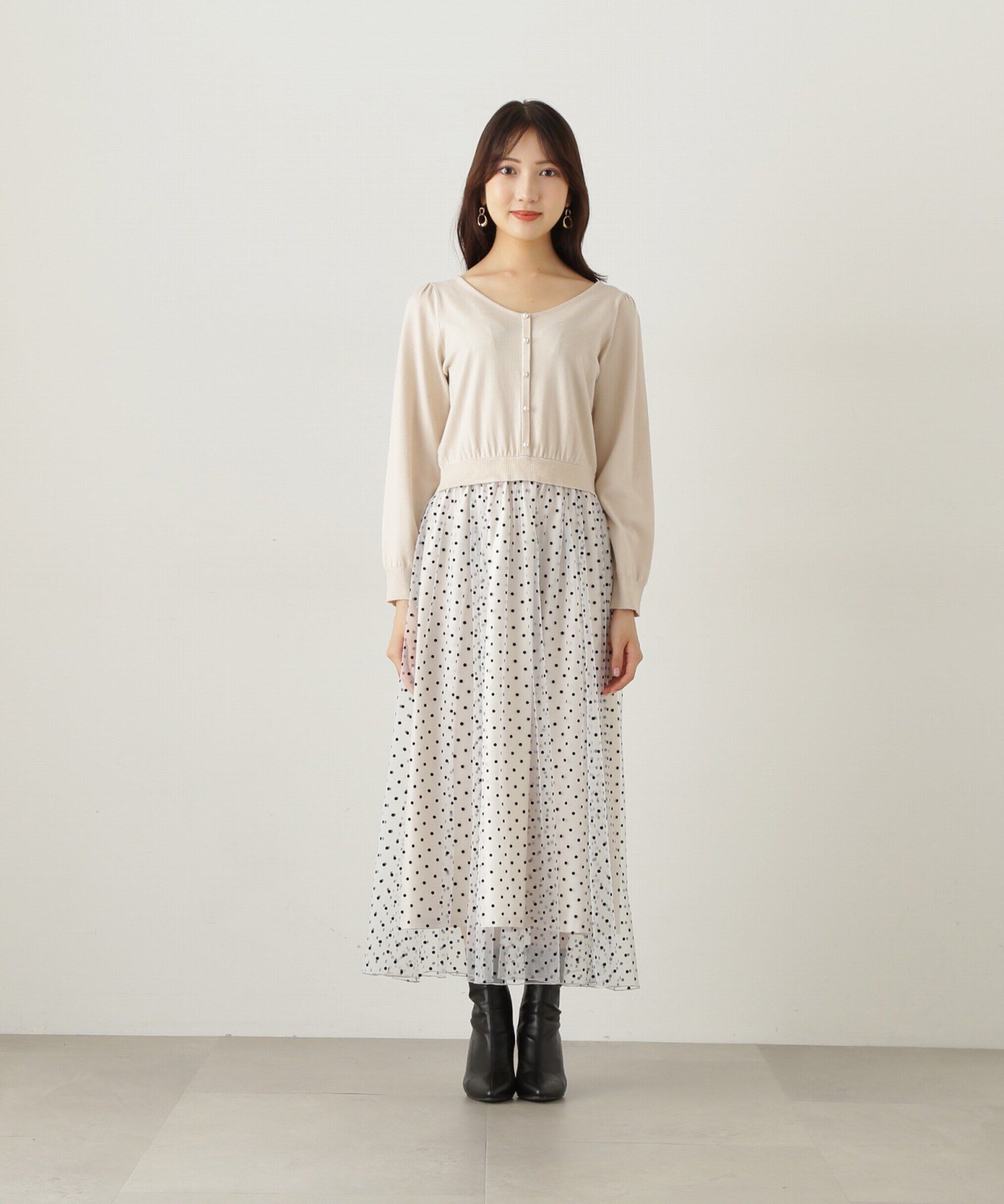PROPORTION BODY DRESSING「チュールドットドッキングワンピース24AW」|ワンピース|