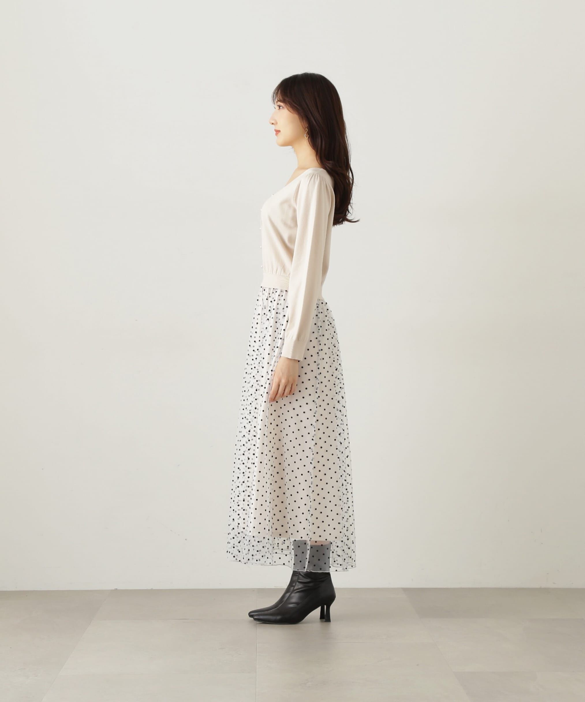 PROPORTION BODY DRESSING「チュールドットドッキングワンピース24AW」|ワンピース|