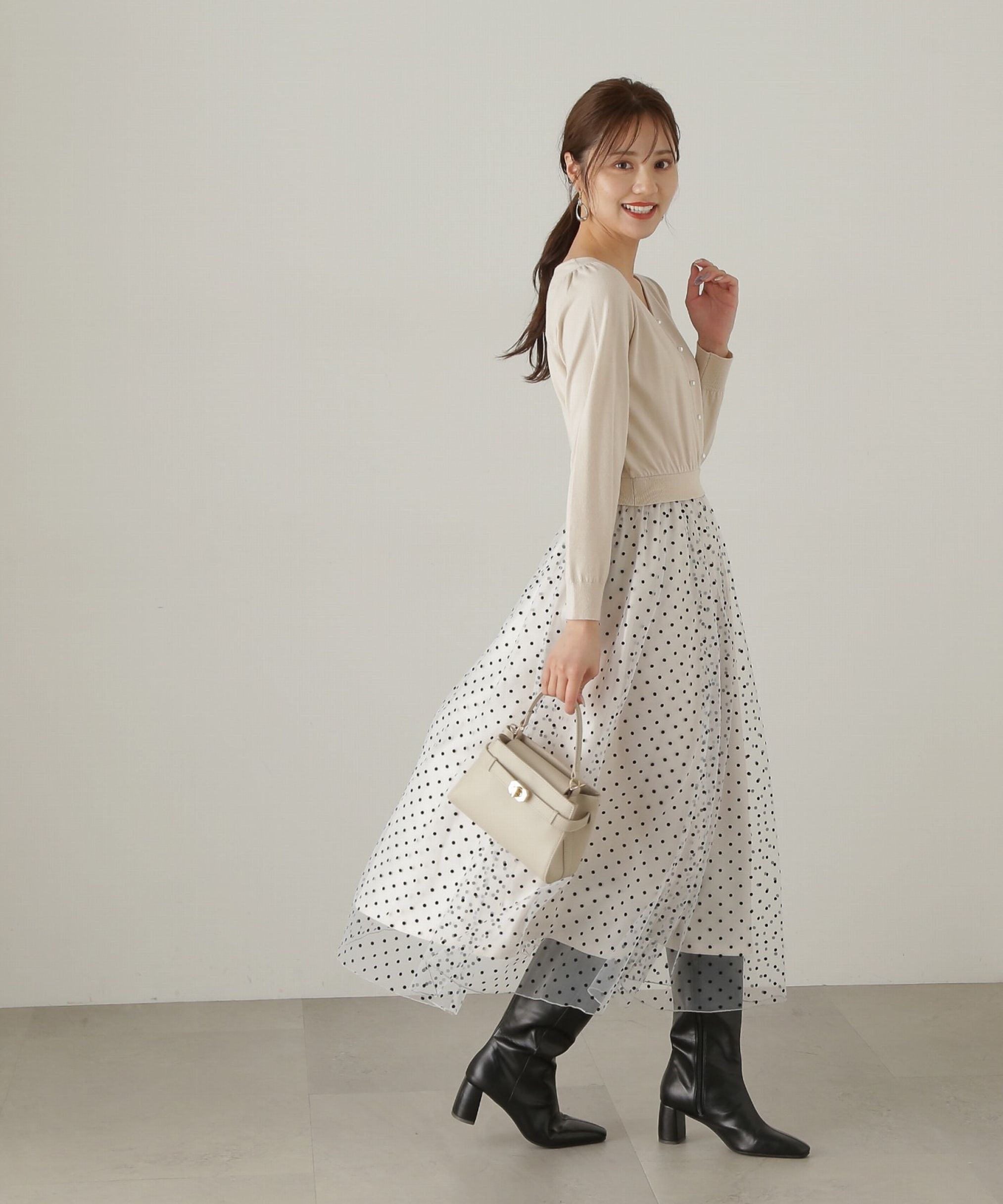 PROPORTION BODY DRESSING「チュールドットドッキングワンピース24AW」|ワンピース|