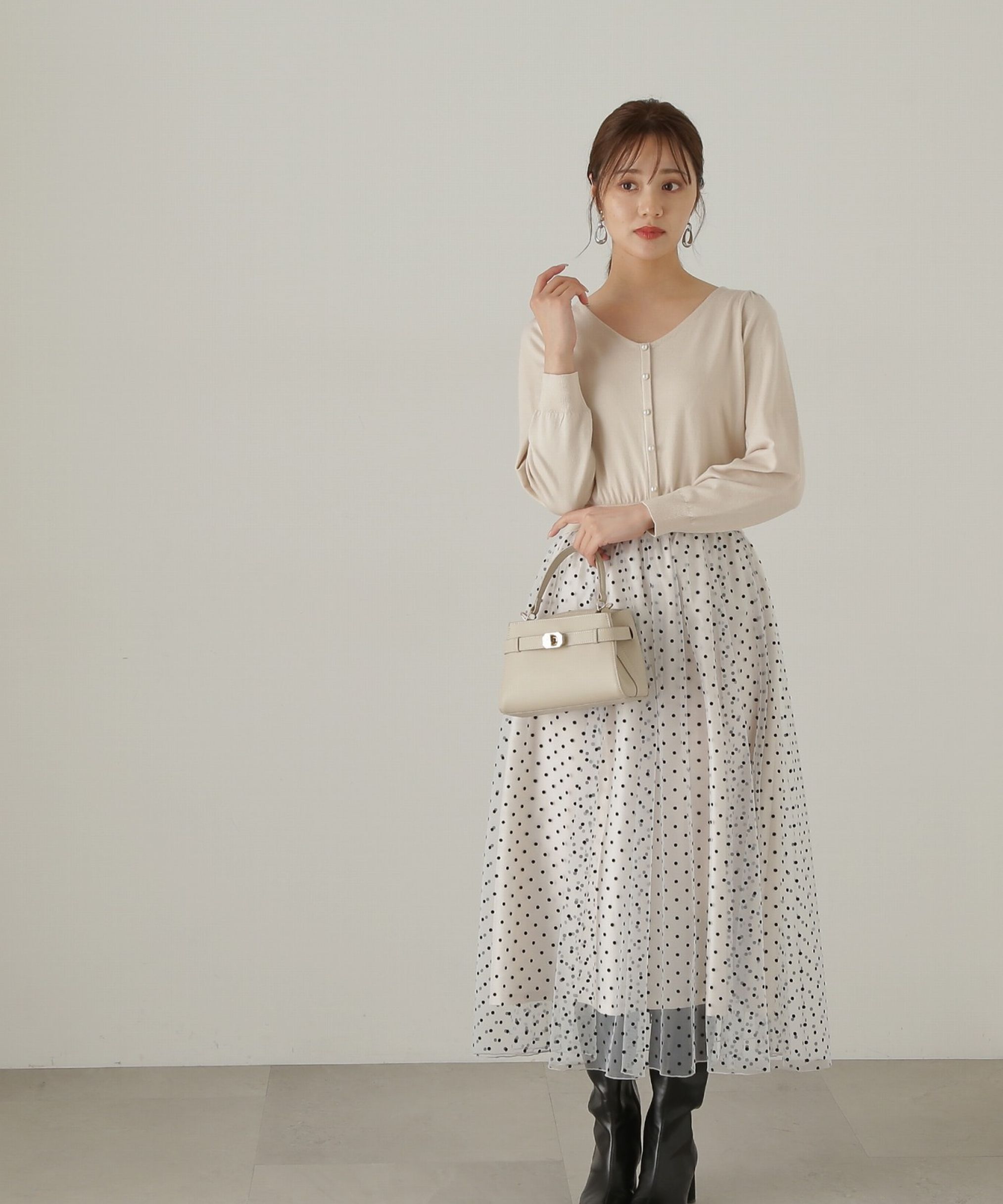 PROPORTION BODY DRESSING「チュールドットドッキングワンピース24AW」|ワンピース|