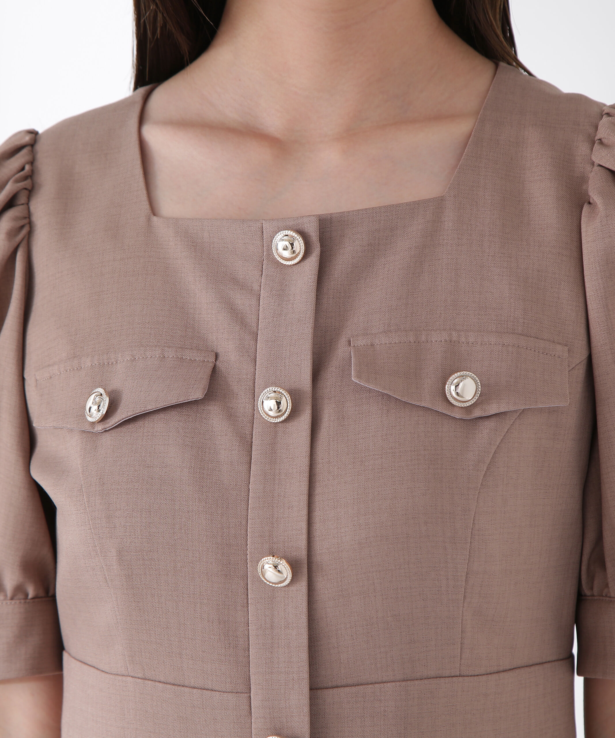 PROPORTION BODY DRESSING「フロント釦スクエアネックワンピース」|ワンピース|