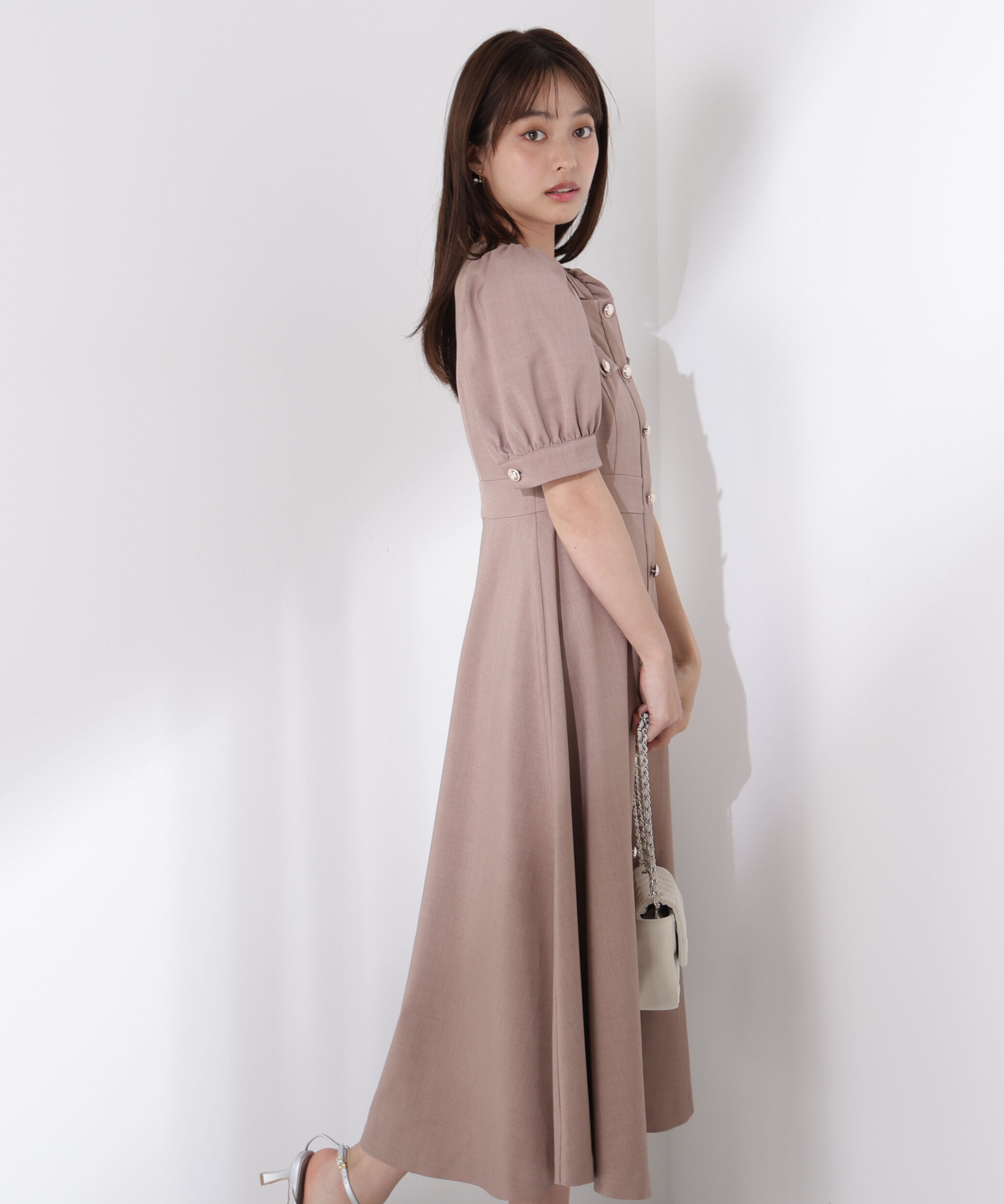 PROPORTION BODY DRESSING「フロント釦スクエアネックワンピース」|ワンピース|