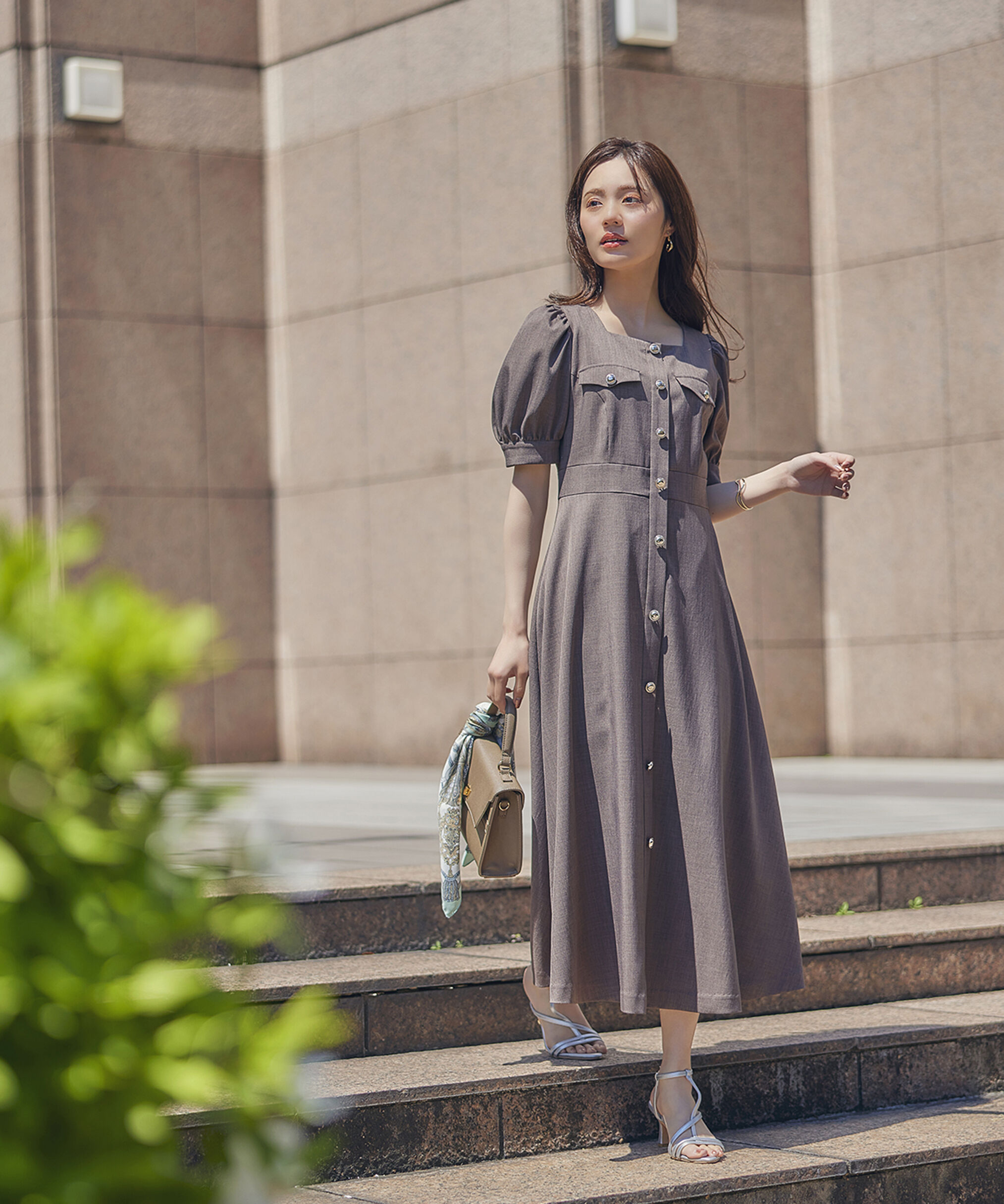 PROPORTION BODY DRESSING「フロント釦スクエアネックワンピース」|ワンピース|