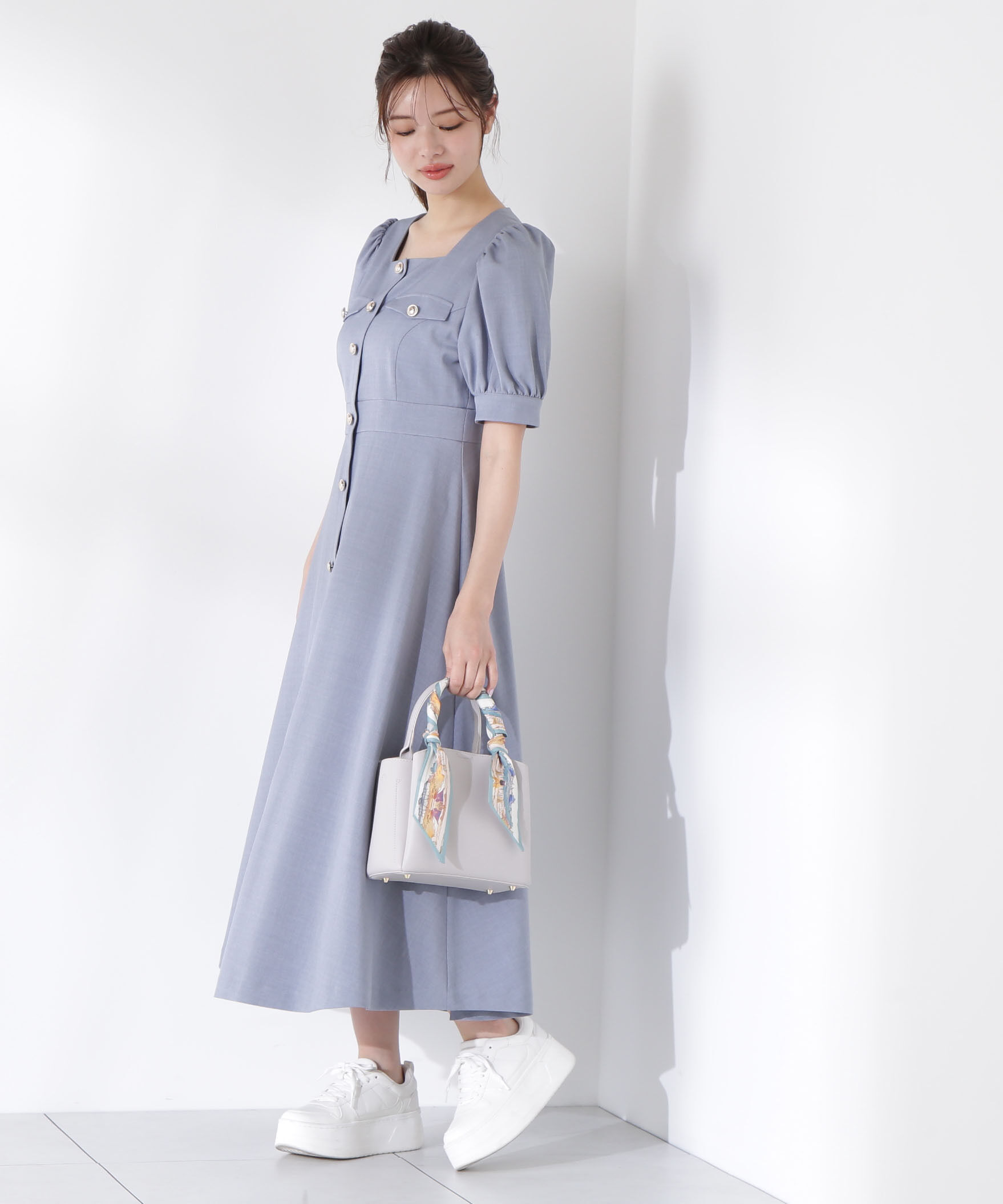 PROPORTION BODY DRESSING「フロント釦スクエアネックワンピース」|ワンピース|