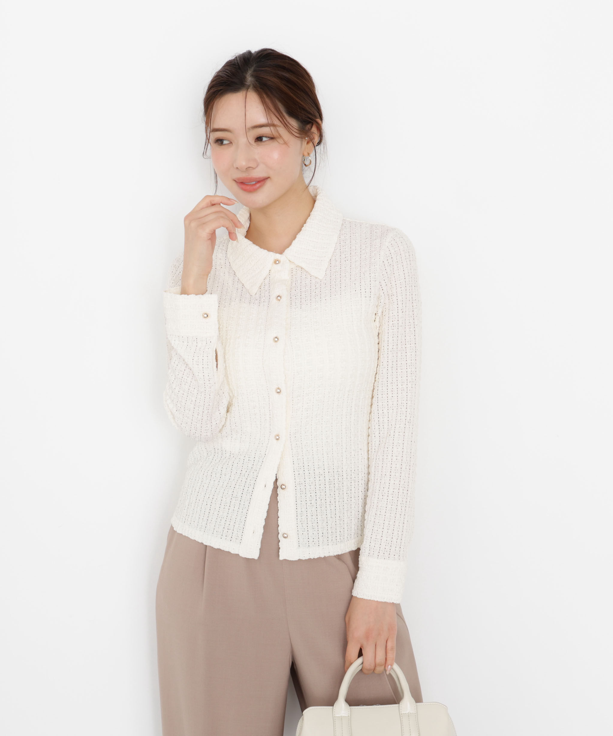 PROPORTION BODY DRESSING「＜ハンドウォッシャブル＞アイレットレースシャツ 25AW」|Tシャツ・カットソー|