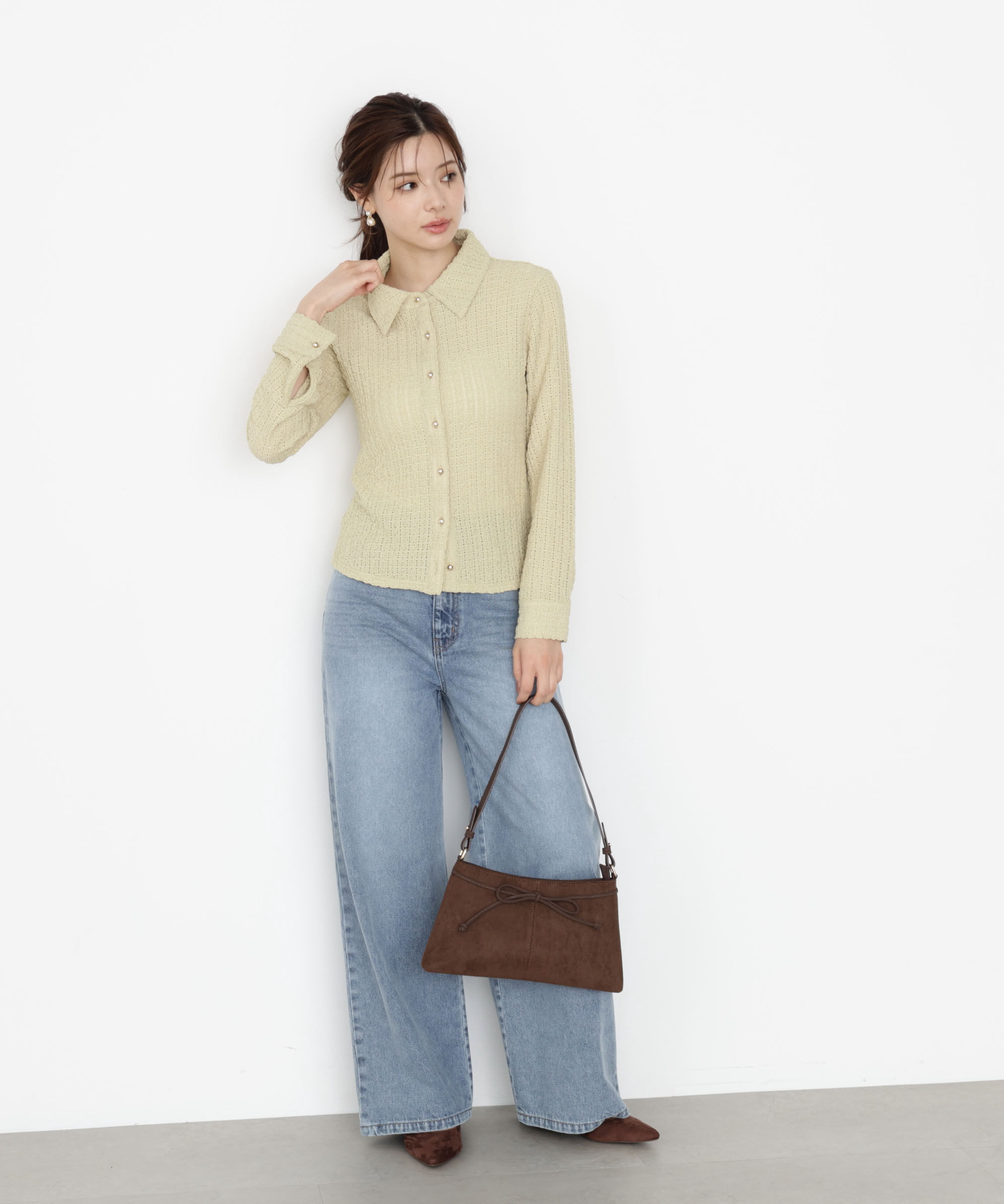 PROPORTION BODY DRESSING「＜ハンドウォッシャブル＞アイレットレースシャツ 25AW」|Tシャツ・カットソー|