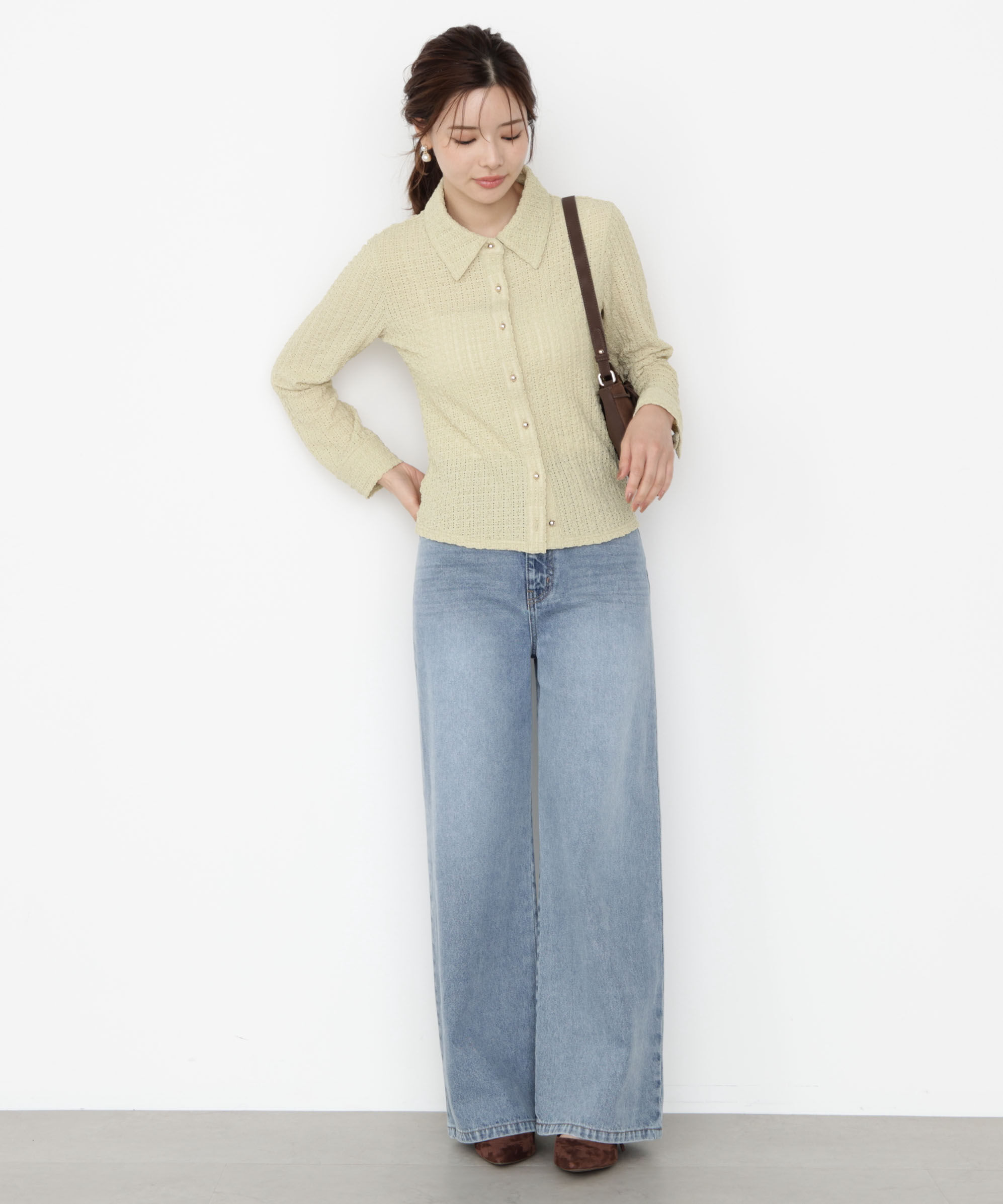 PROPORTION BODY DRESSING「＜ハンドウォッシャブル＞アイレットレースシャツ 25AW」|Tシャツ・カットソー|