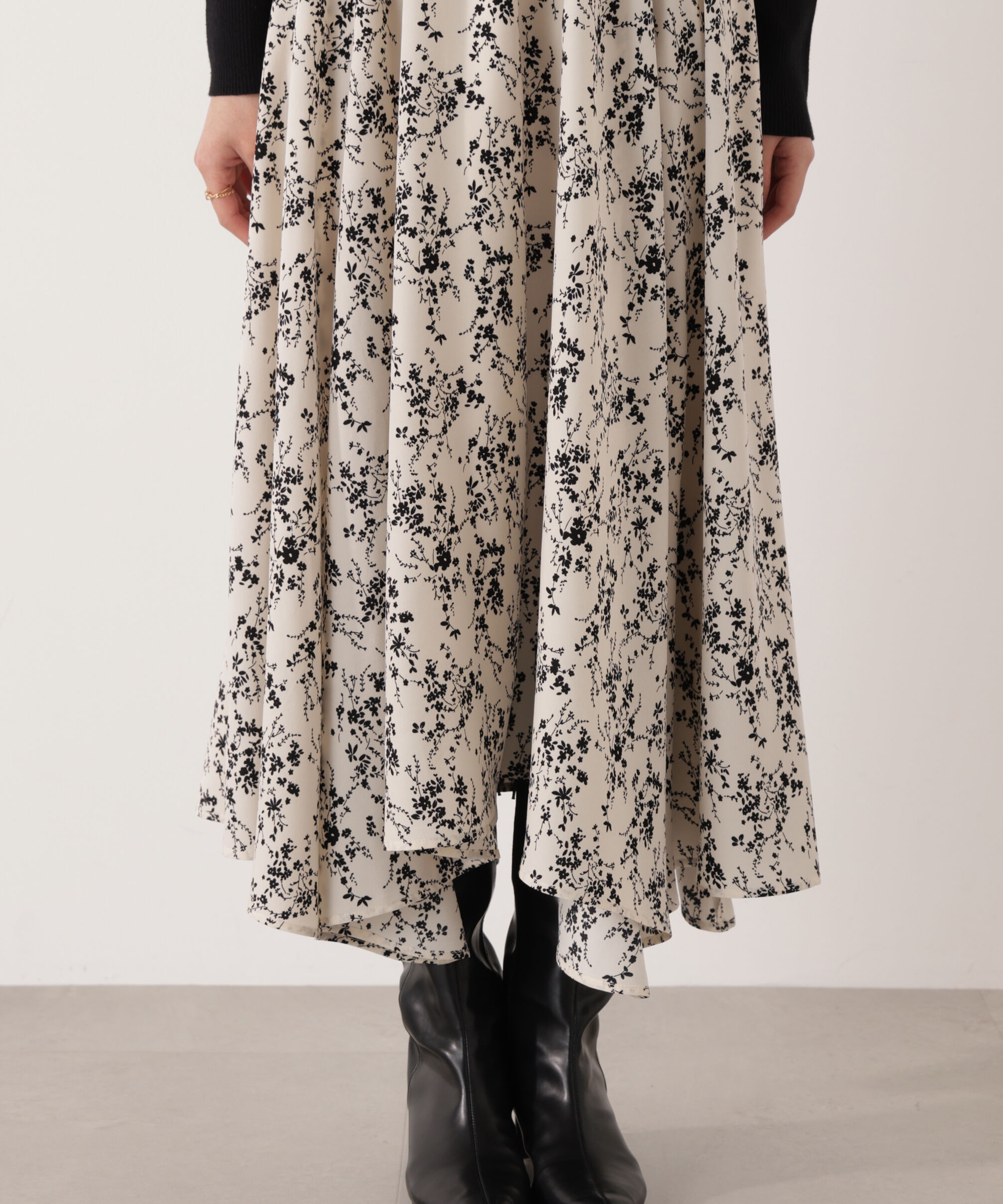 PROPORTION BODY DRESSING「フロントリボン花柄ドッキングワンピース　26SS」|ワンピース|