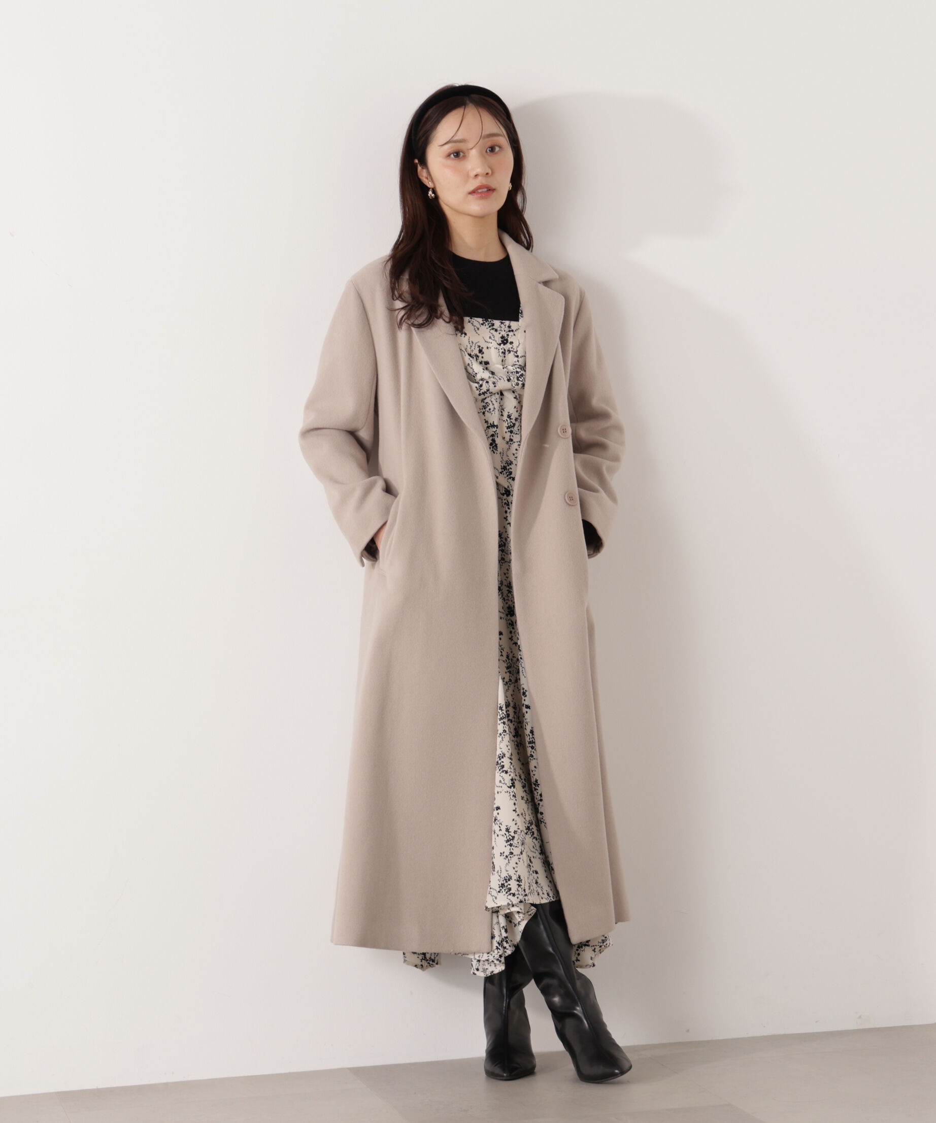 PROPORTION BODY DRESSING「フロントリボン花柄ドッキングワンピース　26SS」|ワンピース|