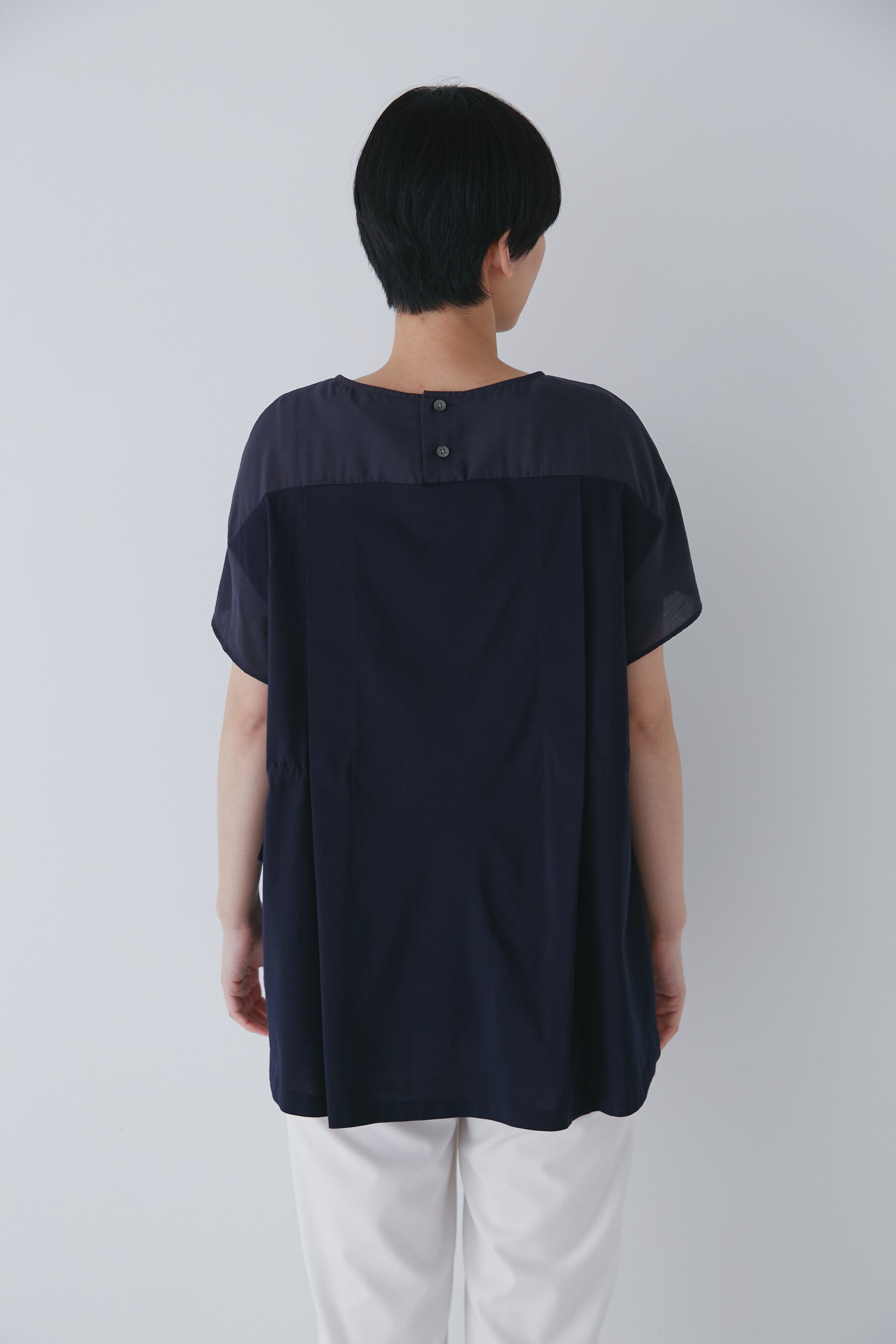  「◆異素材コンビギャザートップス」|Tシャツ・カットソー|