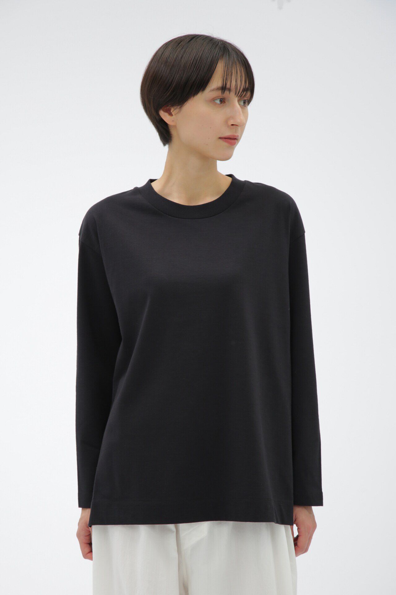 MARGARET HOWELL HOUSEHOLDGOODS「SOFT ORGANIC COTTON JERSEY」|Tシャツ・カットソー|BLACK