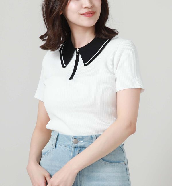 archives「ラインカラーハーフｚｉｐリブニット」|ニット・セーター|