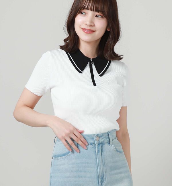 archives「ラインカラーハーフｚｉｐリブニット」|ニット・セーター|