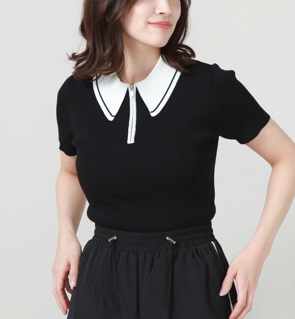 archives「ラインカラーハーフｚｉｐリブニット」|ニット・セーター|BLACK