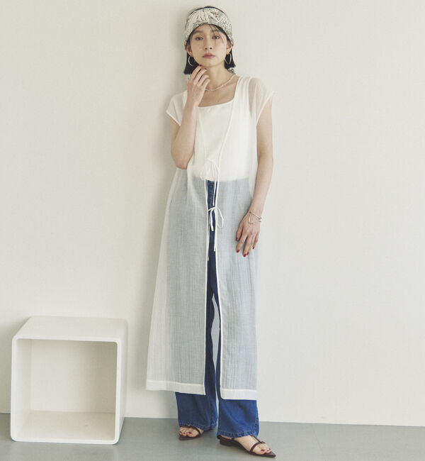 Doux archives「前後２ＷＡＹ楊柳ジレワンピース」|ワンピース|OFF WHITE