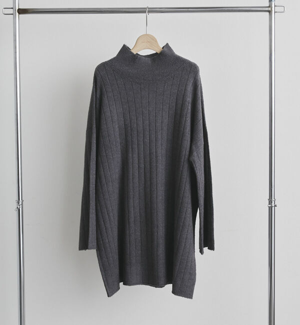 Doux archives「ワイドリブチュニックニット」|ニット・セーター|CHARCOAL GRAY