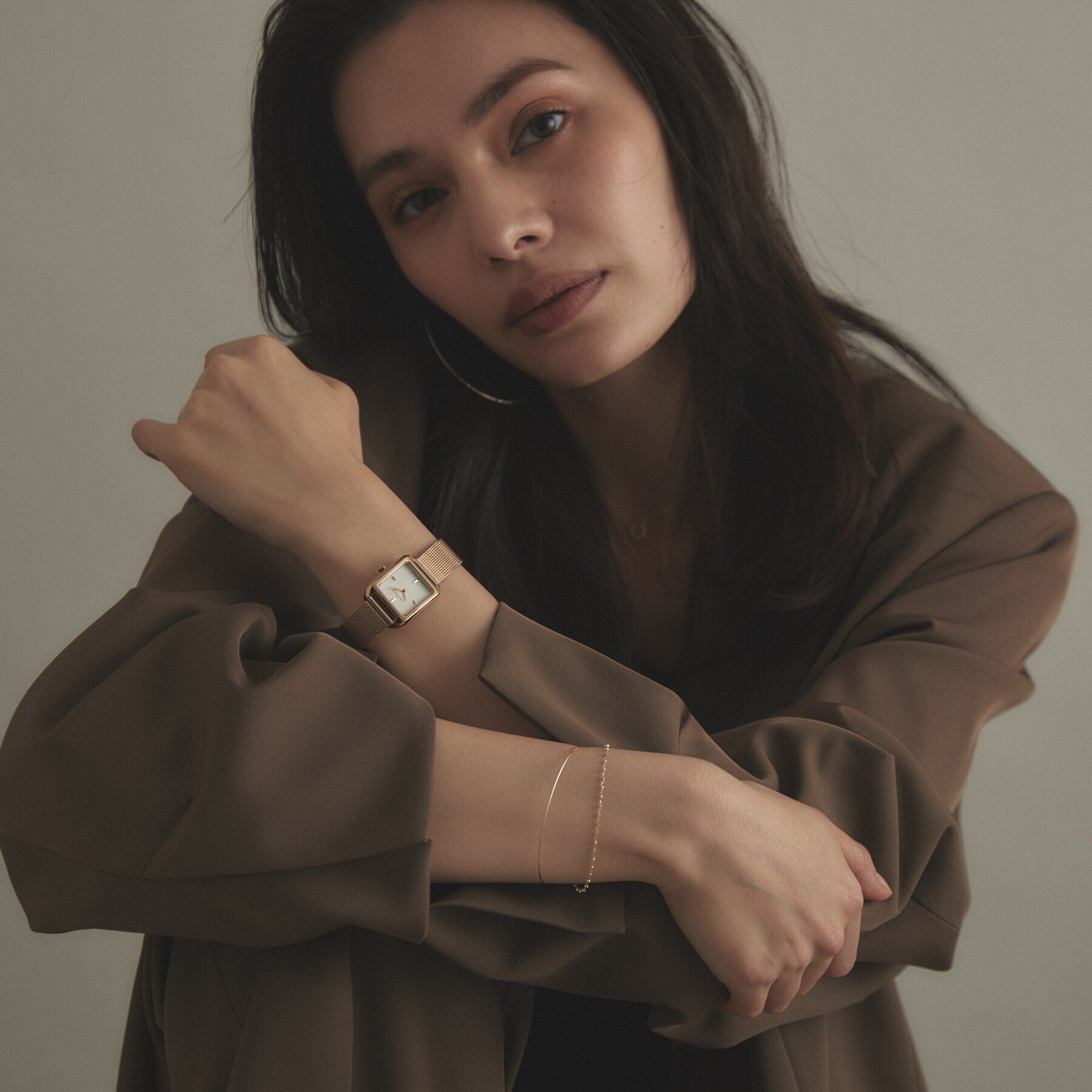 COCOSHNIK「RGスクエアメッシュベルト ウォッチ（ゴールド）」|腕時計|