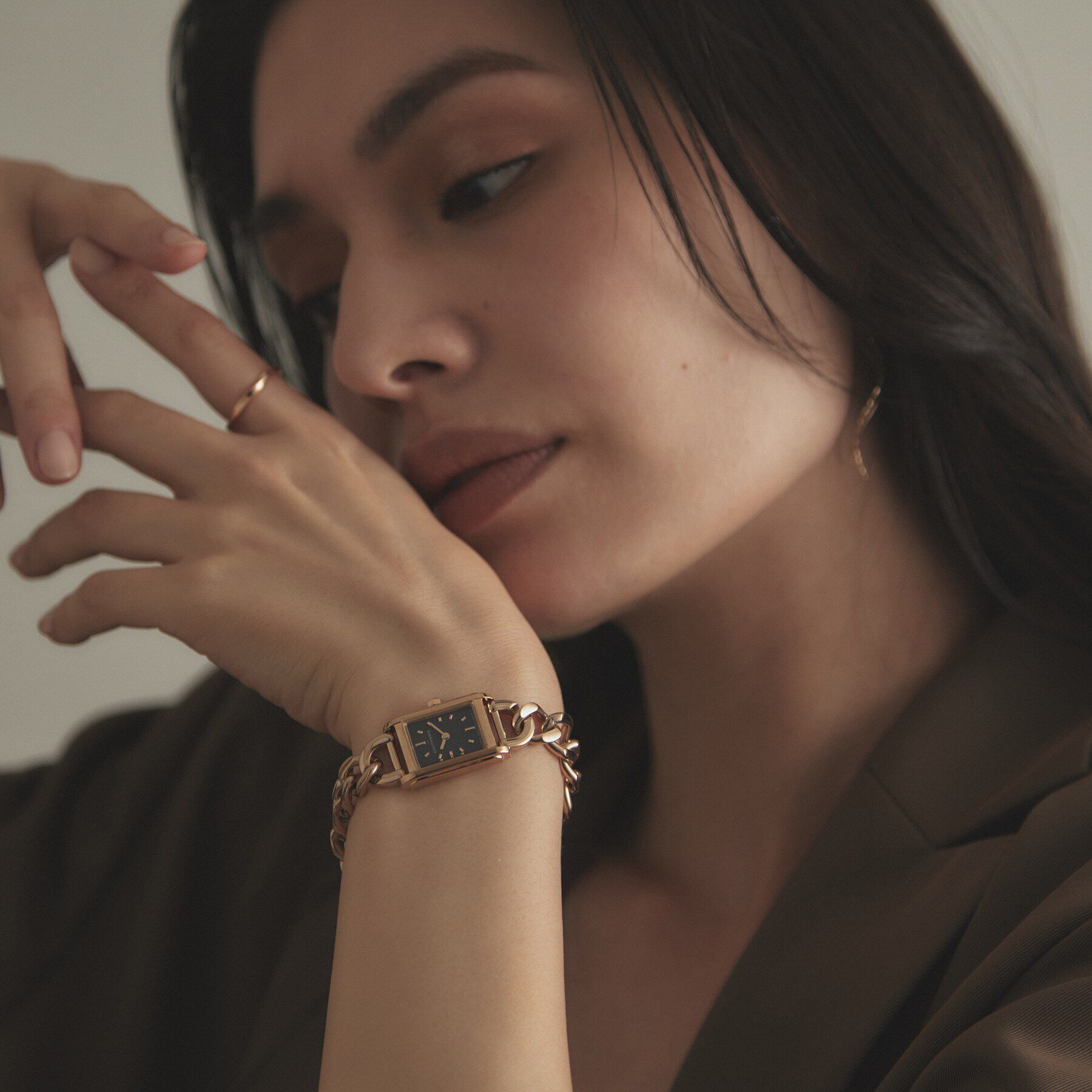 COCOSHNIK「RGスクエアチェーンベルト ウォッチ（ブラック）」|腕時計|