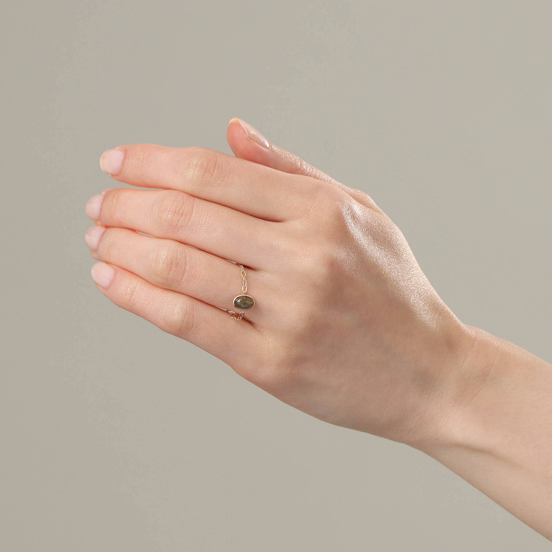 COCOSHNIK「【WEB限定】K10ラブラドライト チェーンリング」|リング|