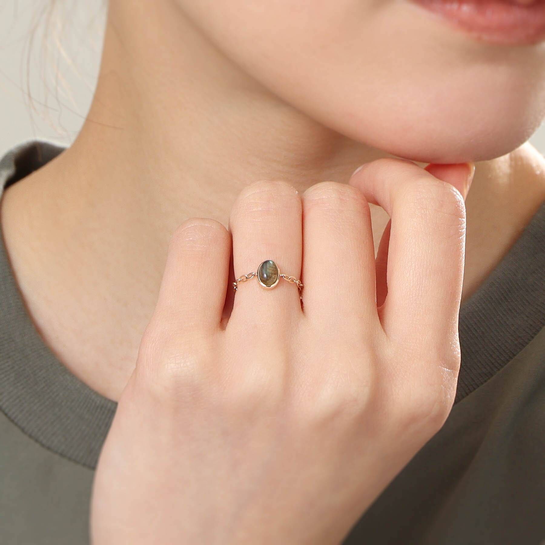 COCOSHNIK「【WEB限定】K10ラブラドライト チェーンリング」|リング|